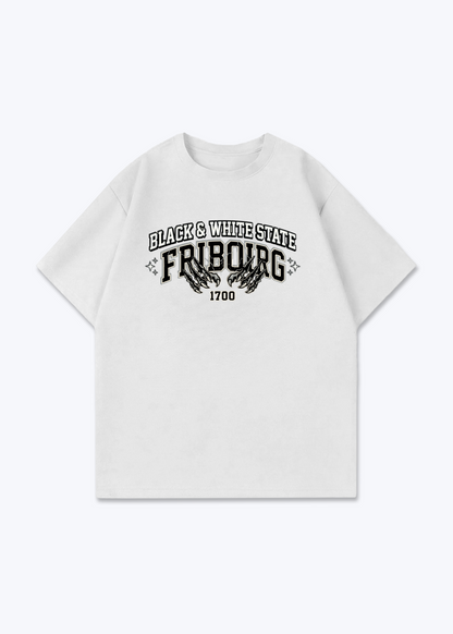 Fribourg Black & White Tee - White Front (Designed)