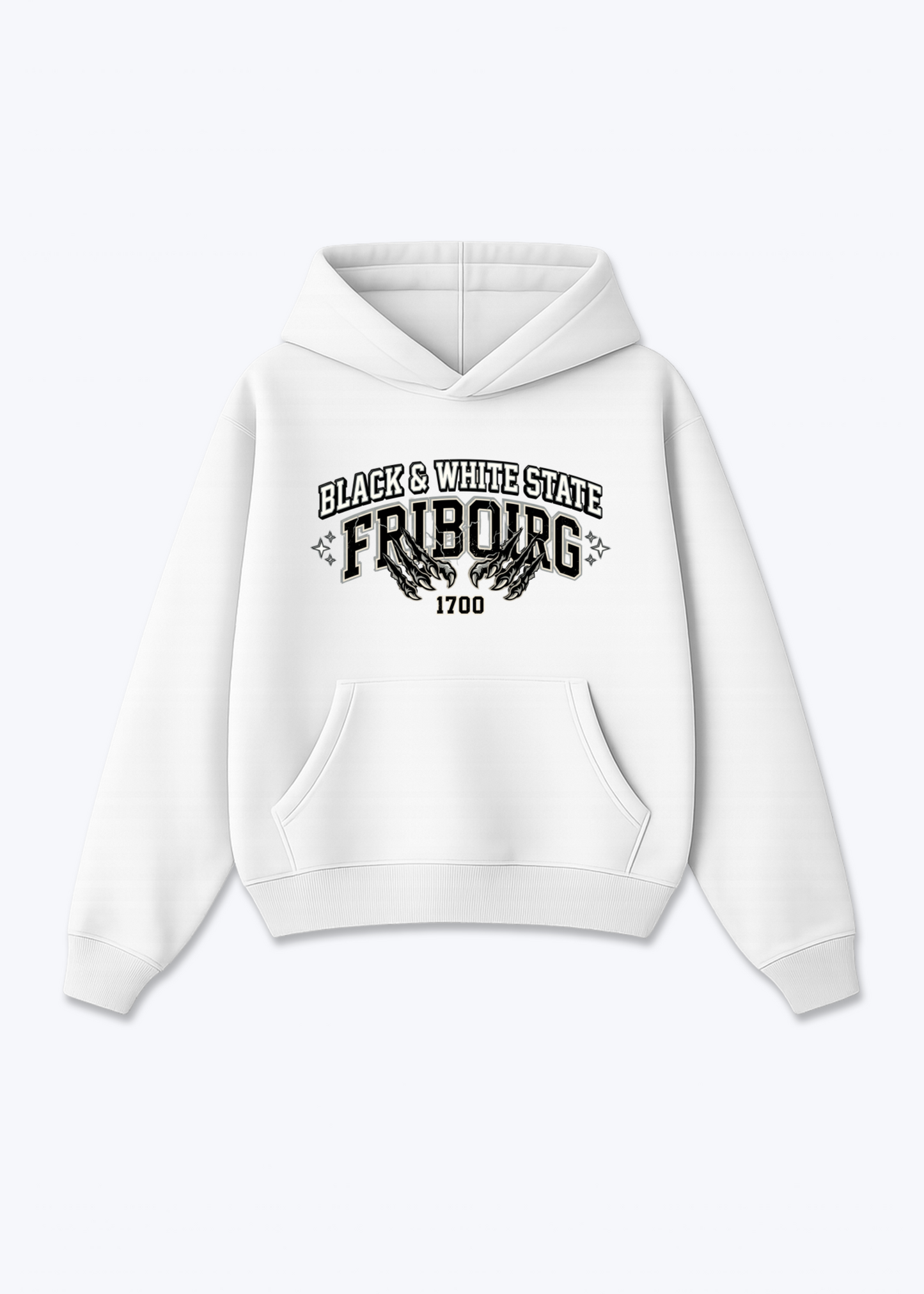 Fribourg Black & White Tee - White Front (Designed)