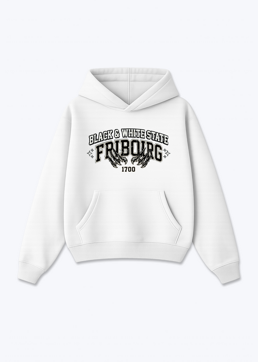 Fribourg Black & White Tee - White Front (Designed)