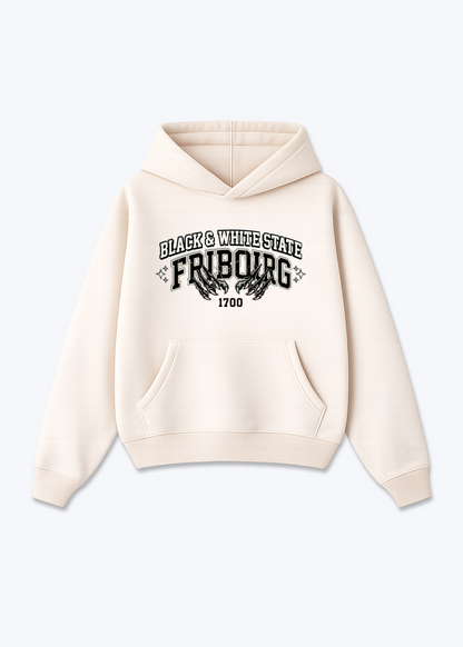 Fribourg Black & White Tee - Beige Front (Designed)