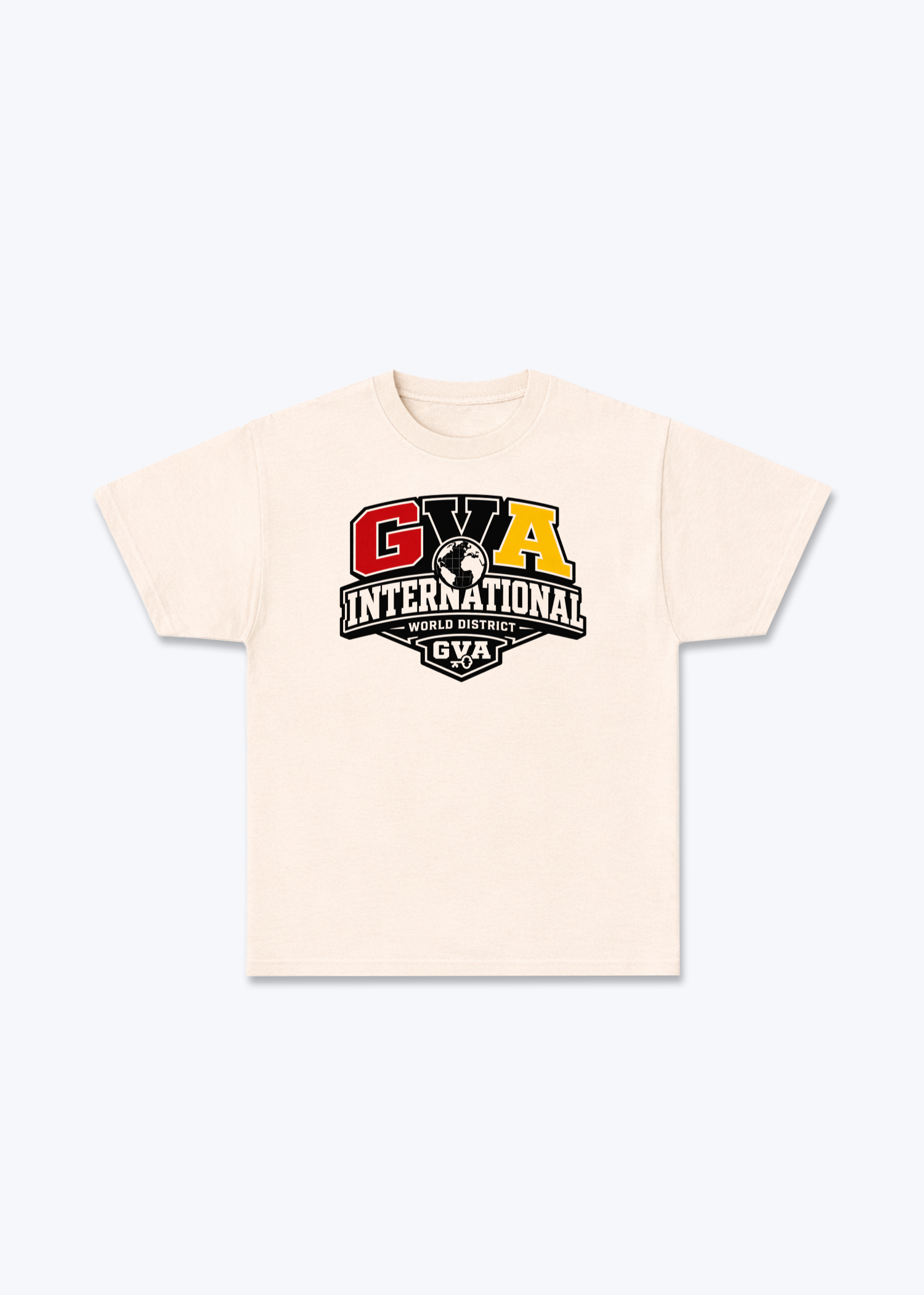 Genève International Tee - Beige Front (Designed)
