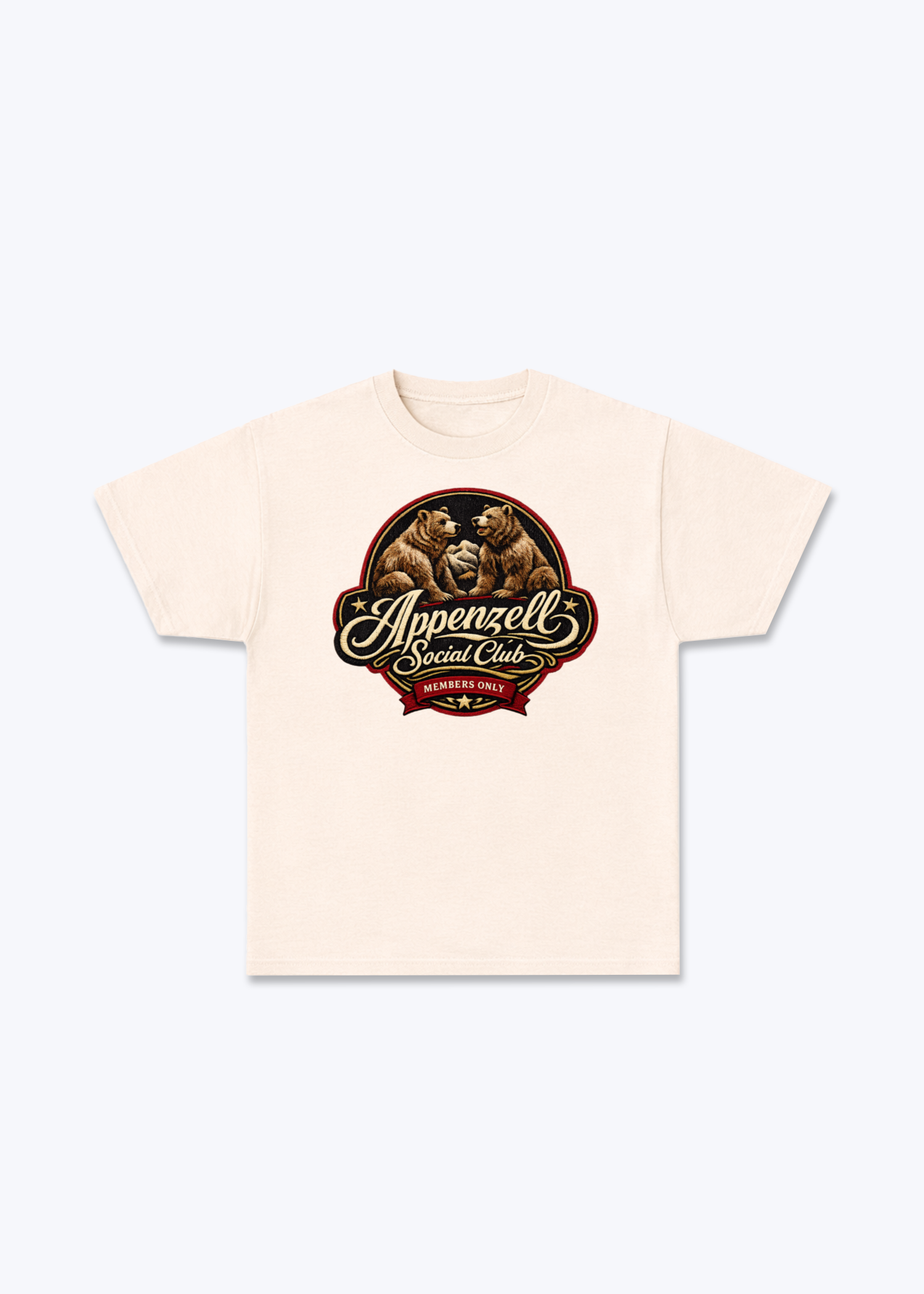Appenzell Social Club Tee - Beige Front (Designed)
