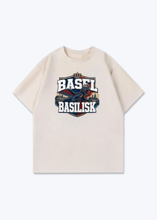 Basel Basilisk Tee - Beige Front (Designed)