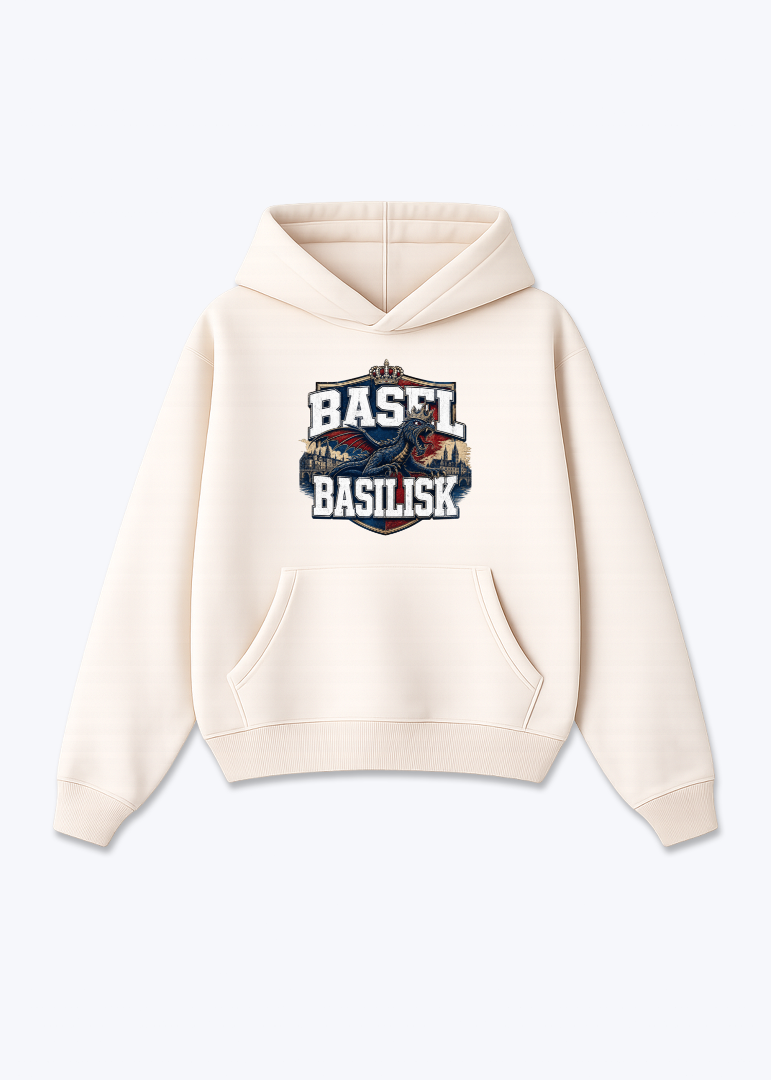 Basel Basilisk Tee - Beige Front (Designed)