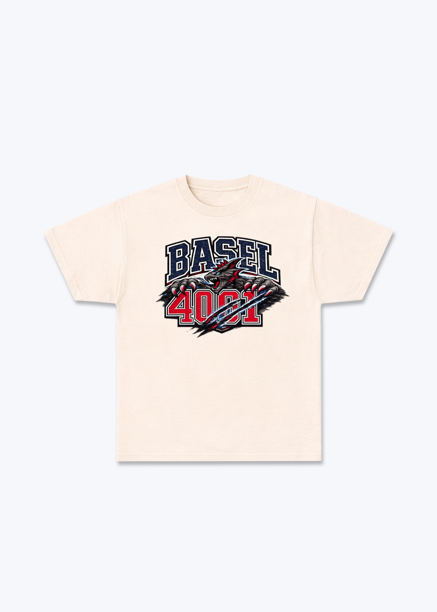 Basel 4001 Basilisk Tee - Beige Front (Designed)