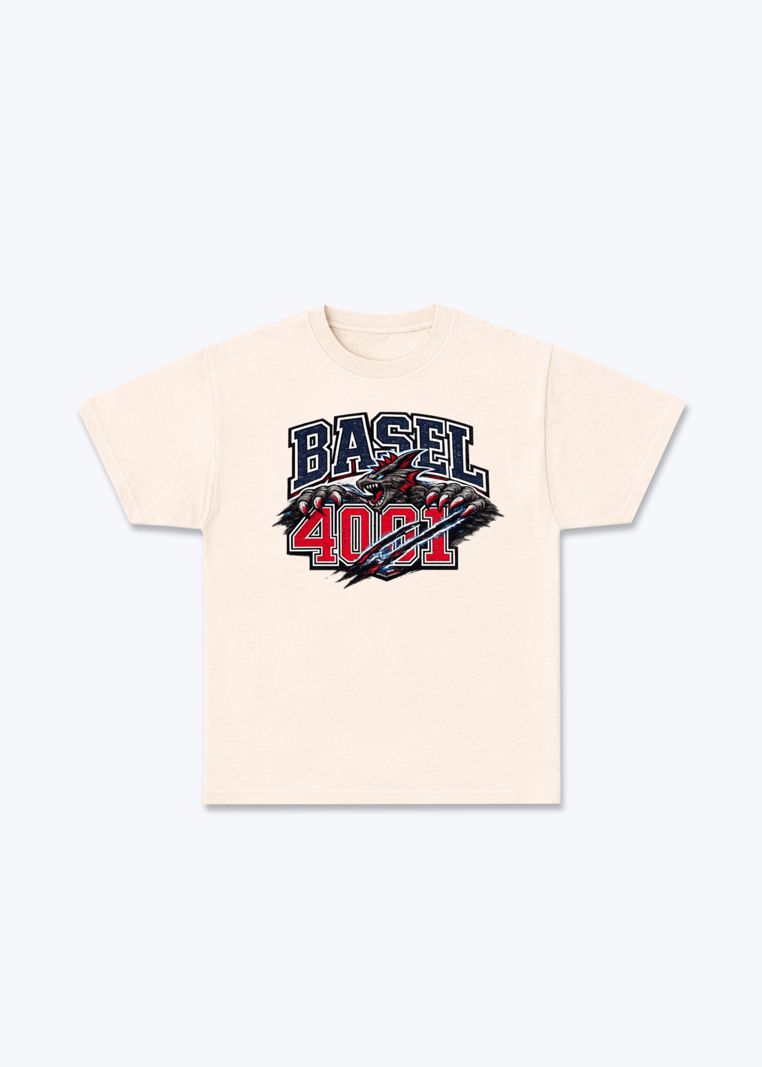 Basel 4001 Basilisk Tee - Beige Front (Designed)