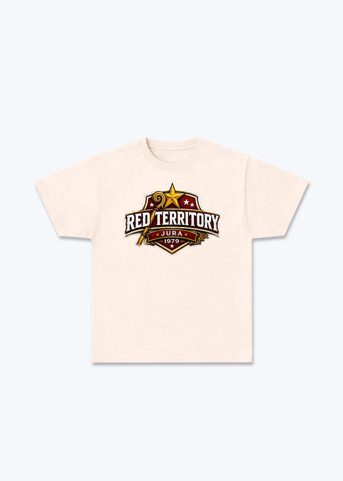Jura Red Territory Tee - Beige Front (Designed)