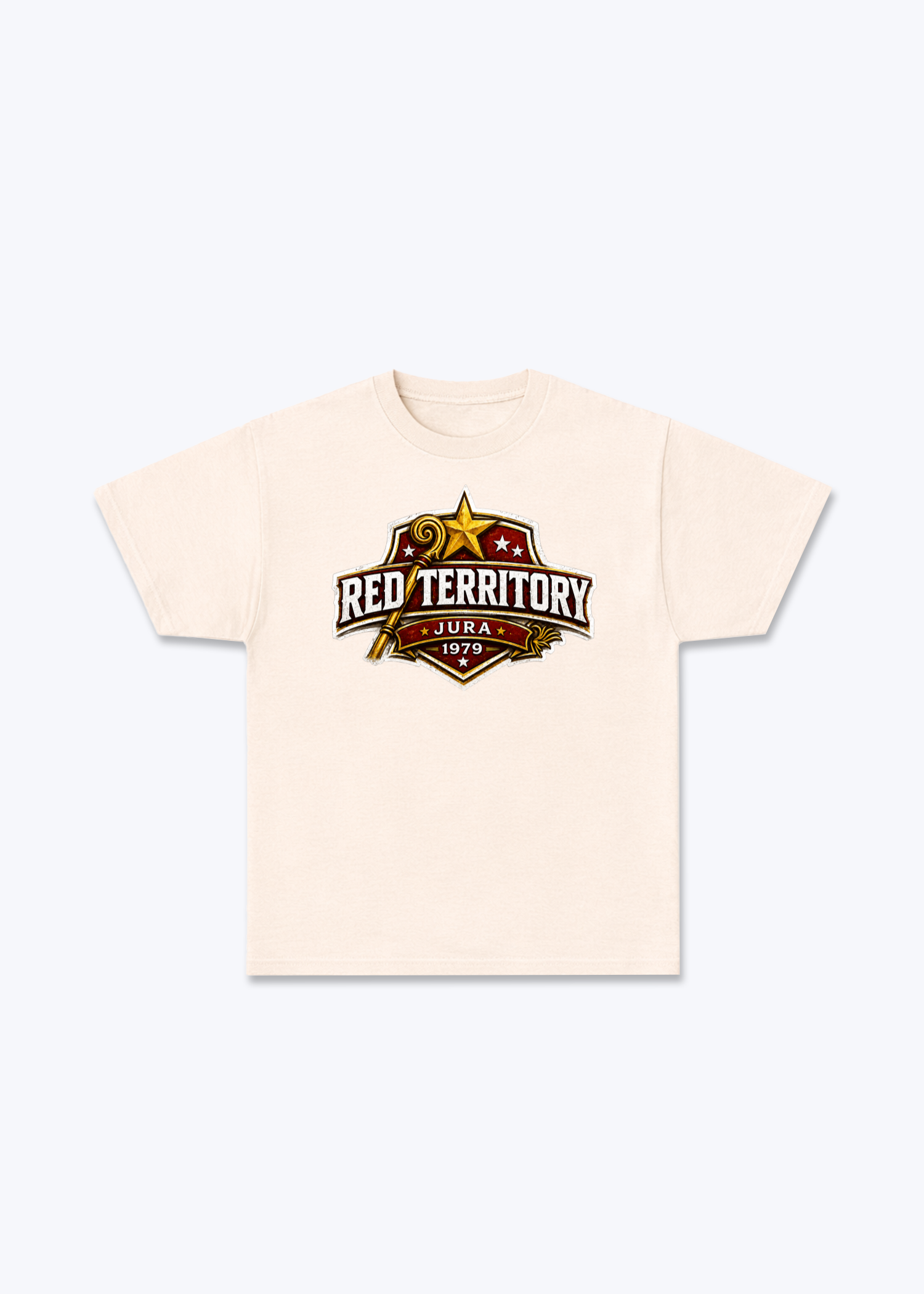 Jura Red Territory Tee - Beige Front (Designed)