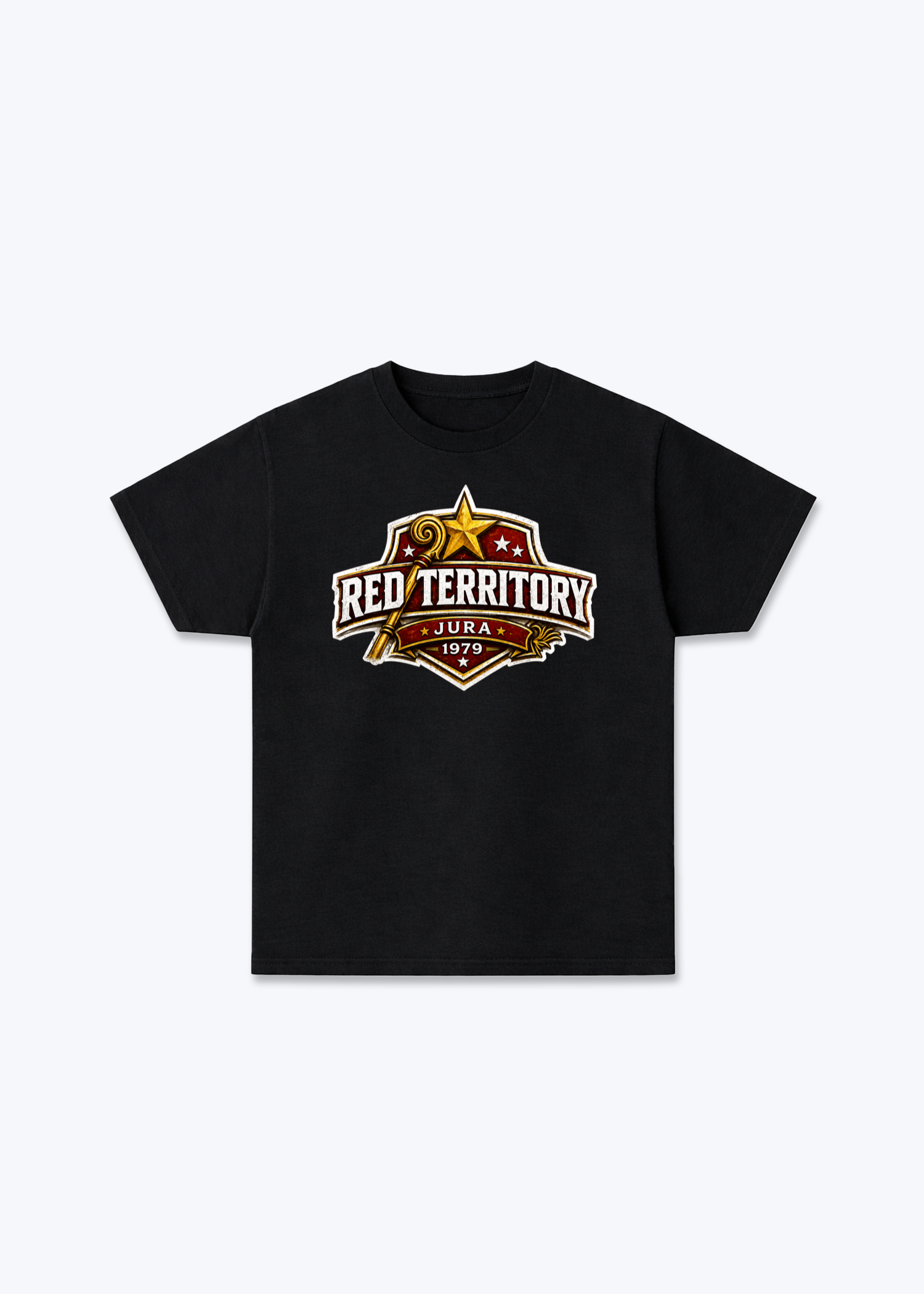 Jura Red Territory Tee - Black Front (Designed)