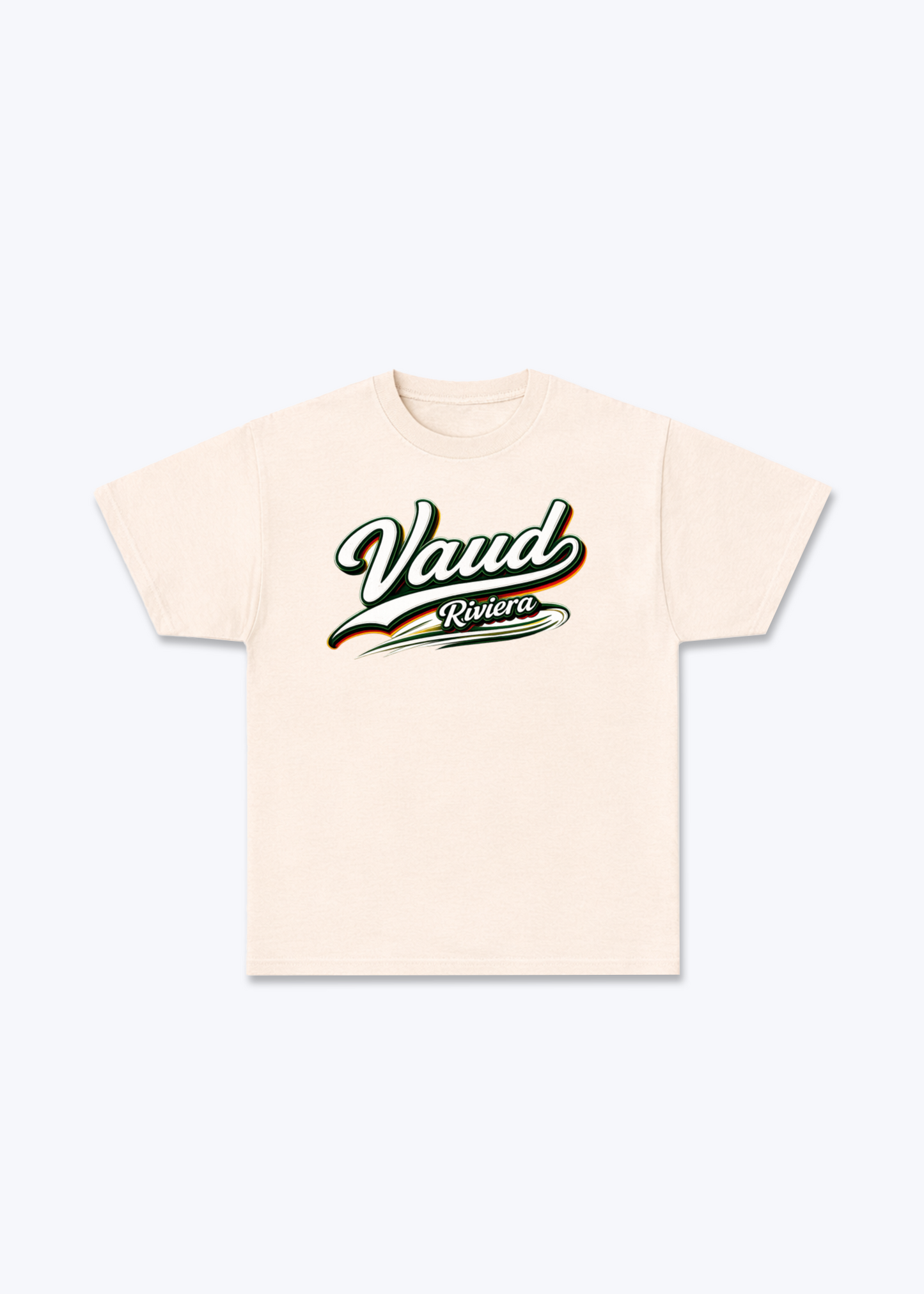 Vaud Riviera Tee - Beige Front (Designed)