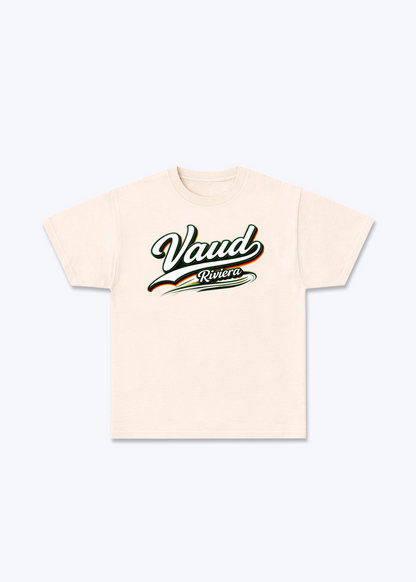 Vaud Riviera Tee - Beige Front (Designed)