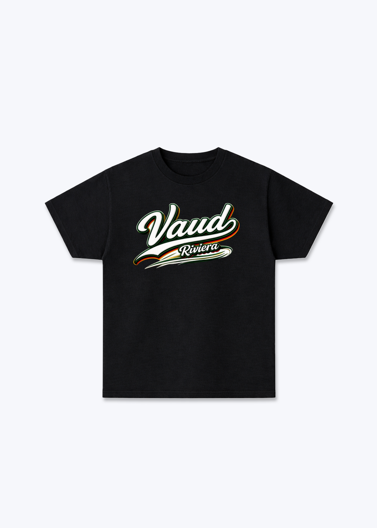 Vaud Riviera Tee - Black Front (Designed)