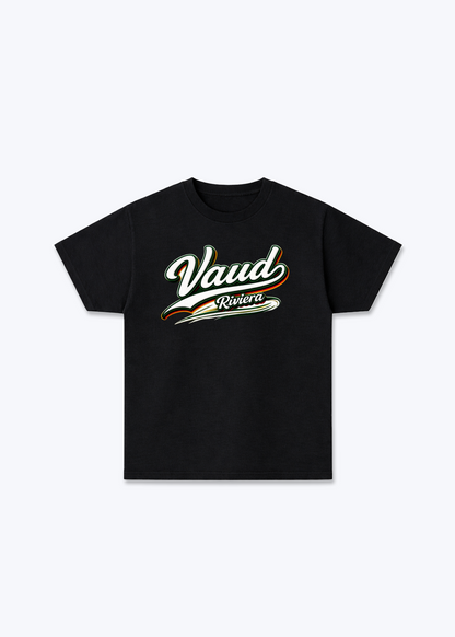 Vaud Riviera Tee - Black Front (Designed)