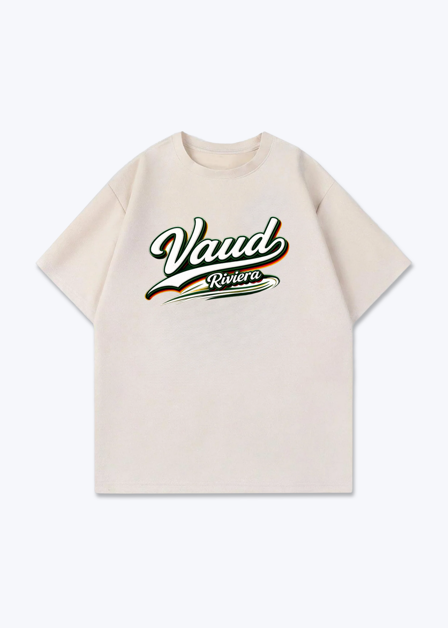 Vaud Riviera Tee - Beige Front (Designed)