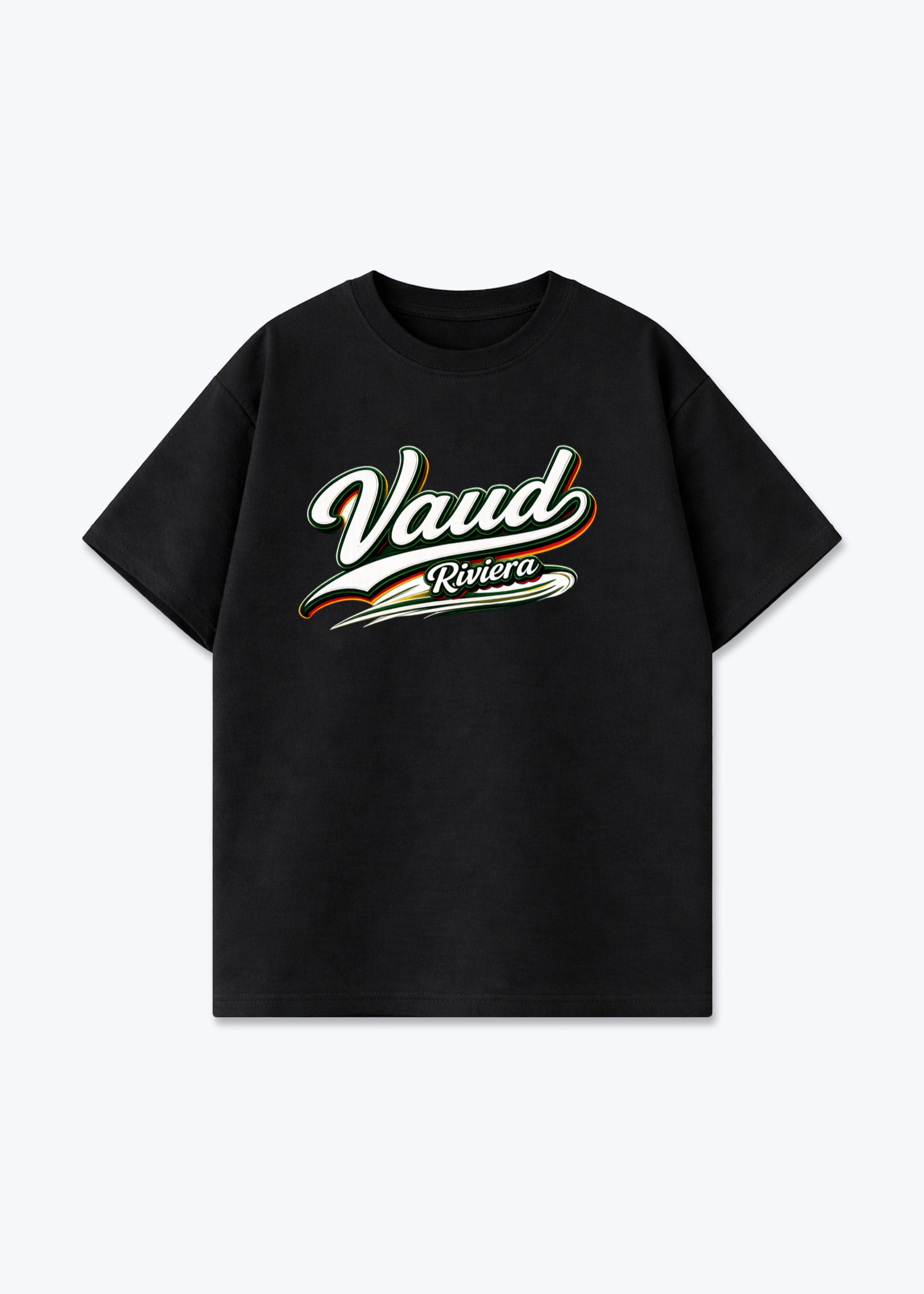 Vaud Riviera Tee - Black Front (Designed)