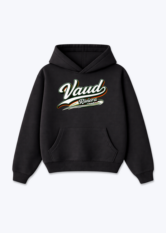 Vaud Riviera Tee - Black Front (Designed)
