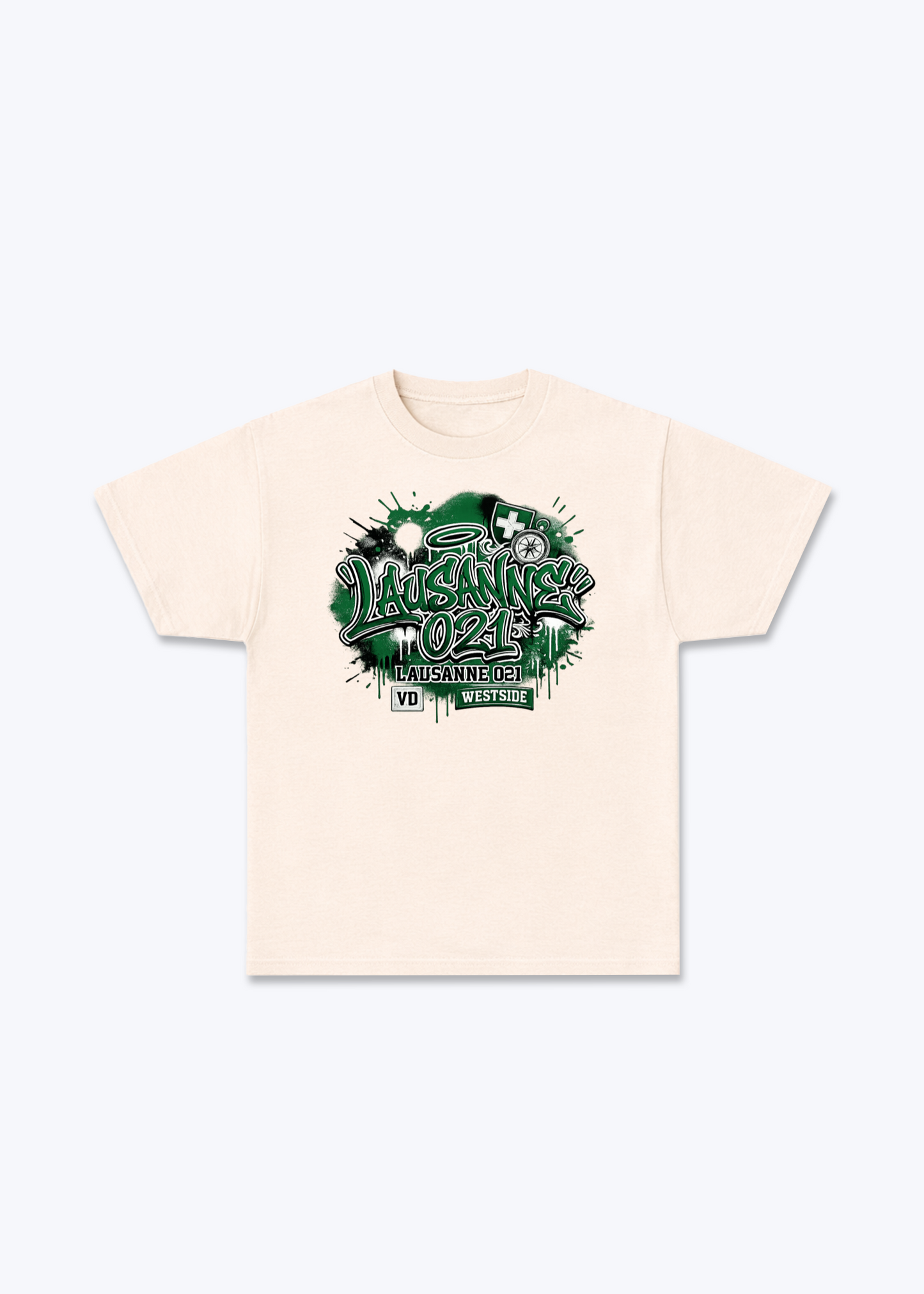Vaud Westside Tee - Beige Front (Designed)