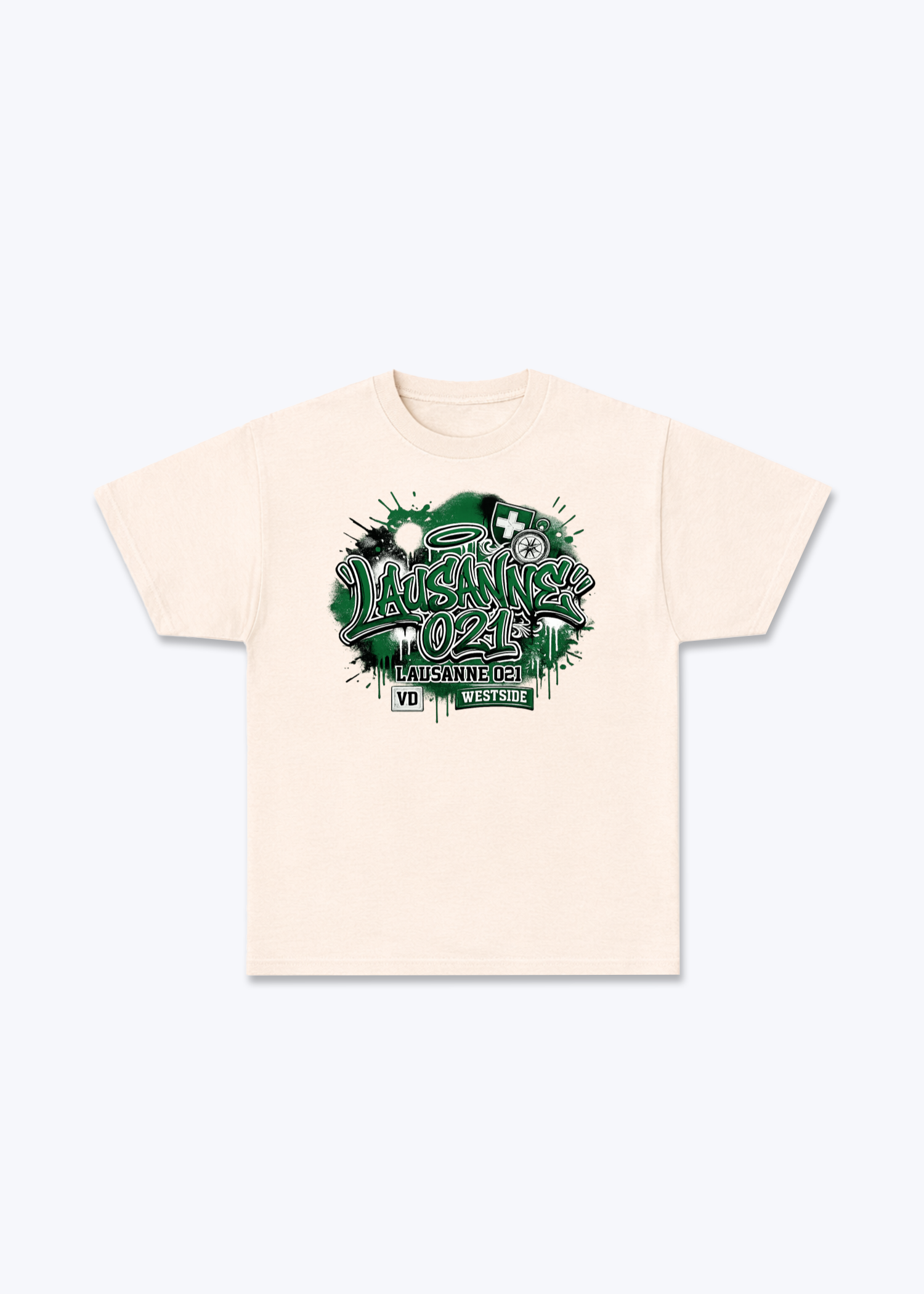Vaud Westside Tee - Beige Front (Designed)