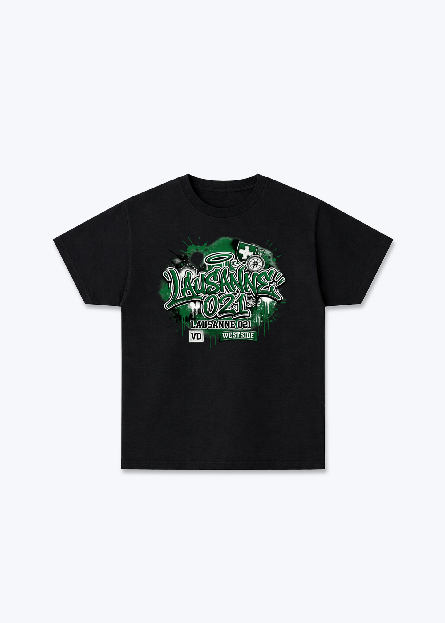Vaud Westside Tee - Black Front (Designed)