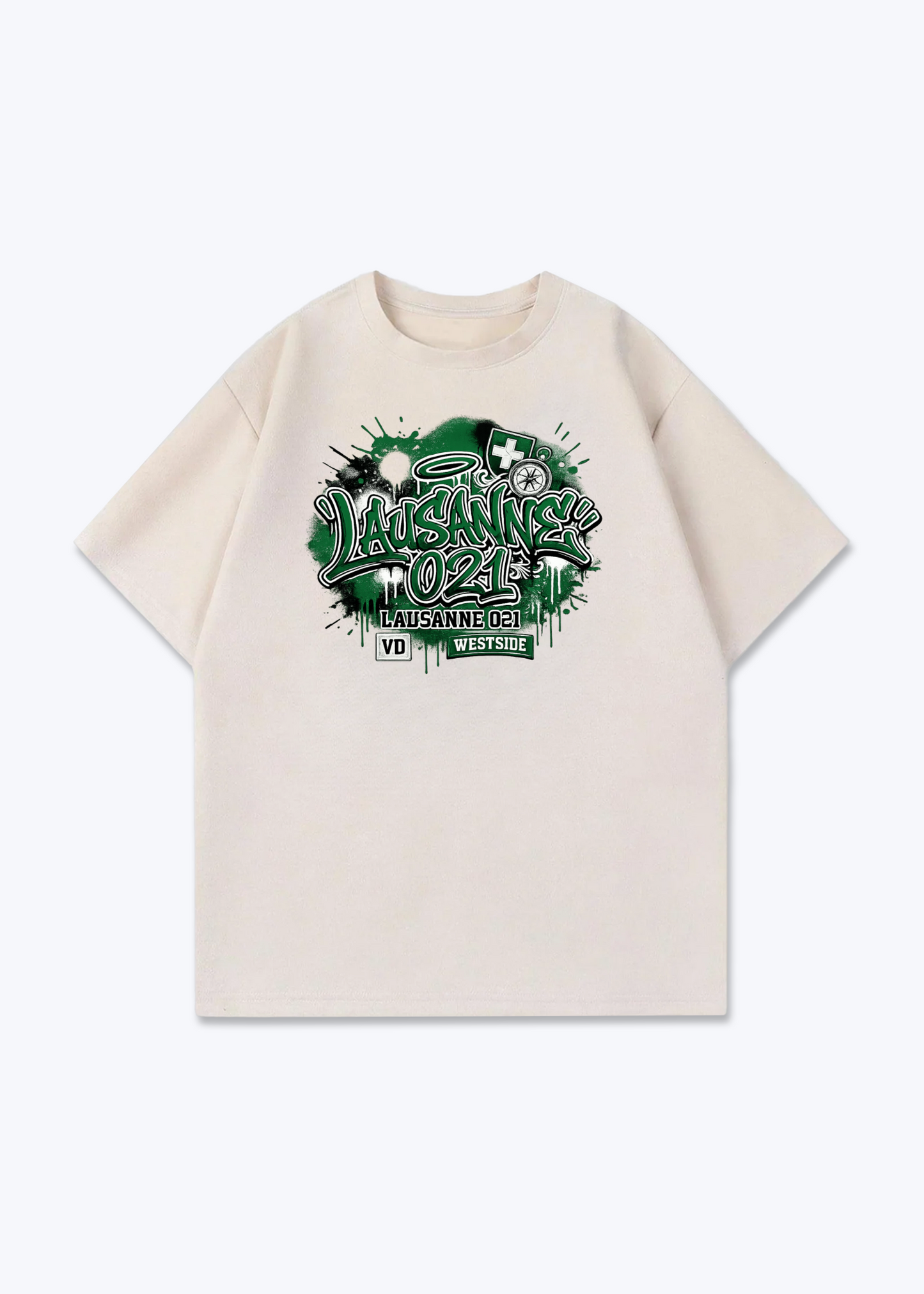 Vaud Westside Tee - Beige Front (Designed)