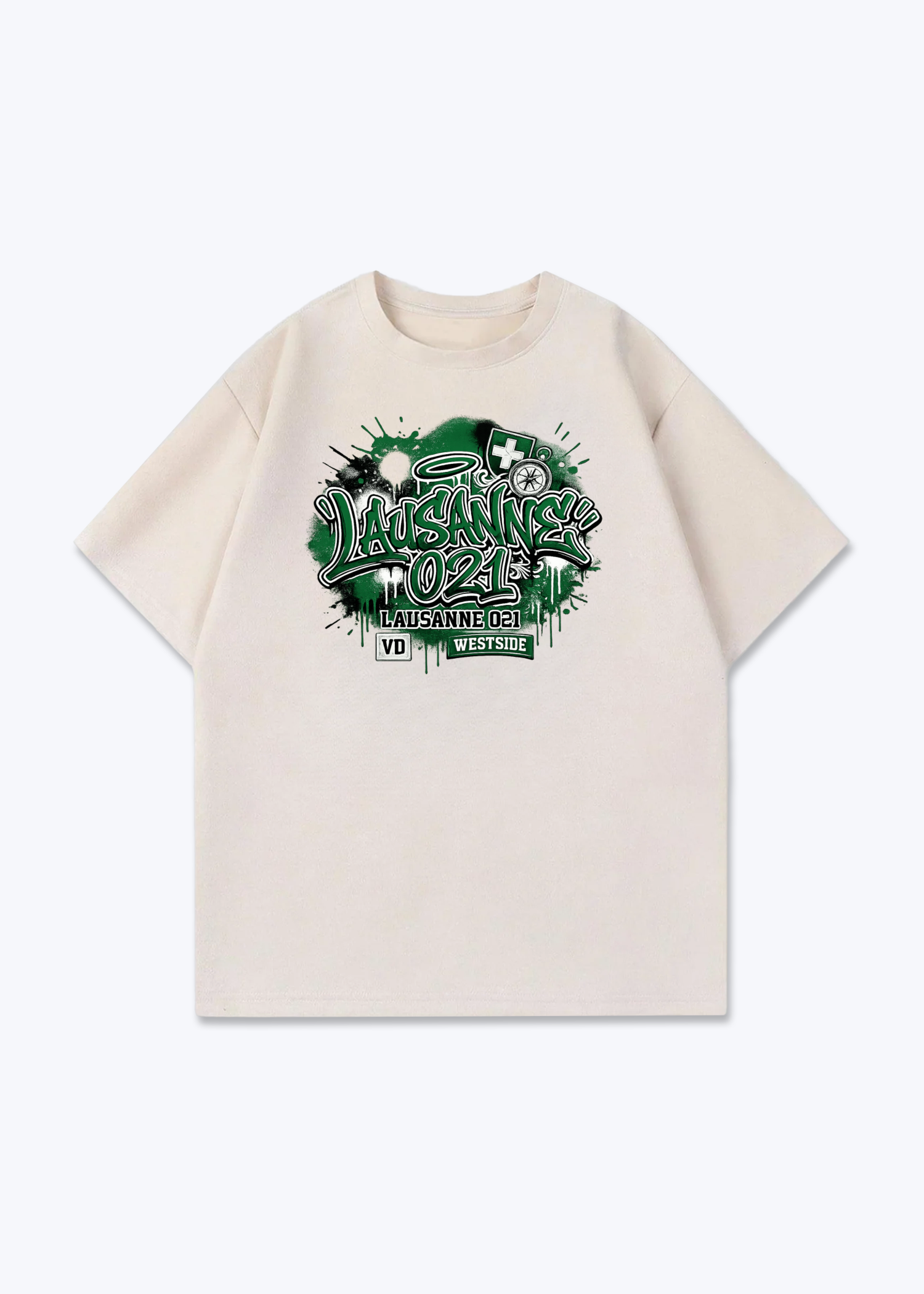 Vaud Westside Tee - Beige Front (Designed)