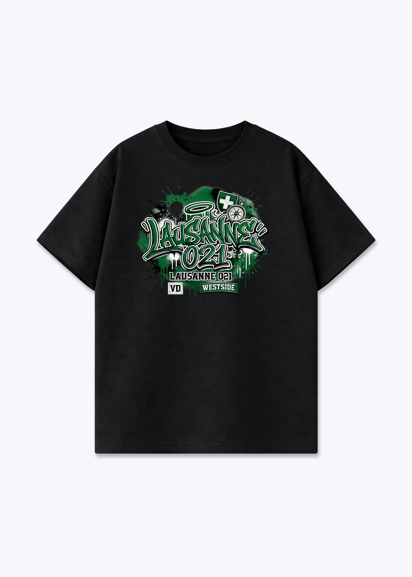 Vaud Westside Tee - Black Front (Designed)