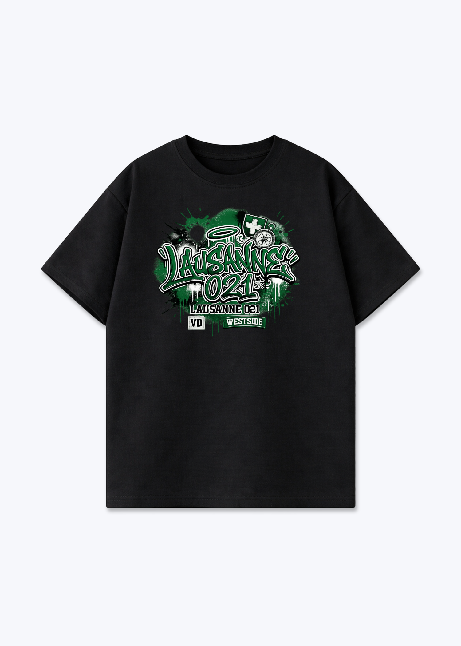 Vaud Westside Tee - Black Front (Designed)