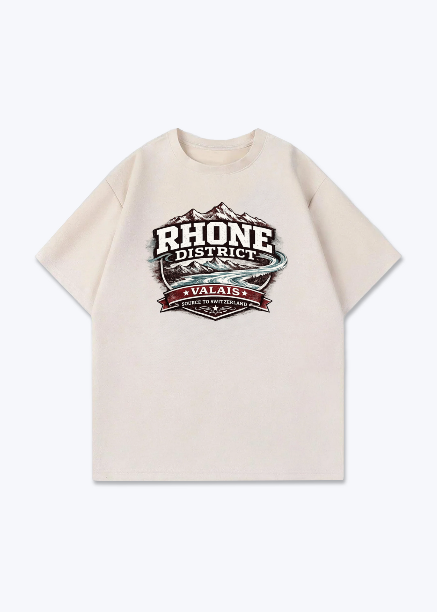 Wallis Rhone District Tee - Beige Front (Designed)