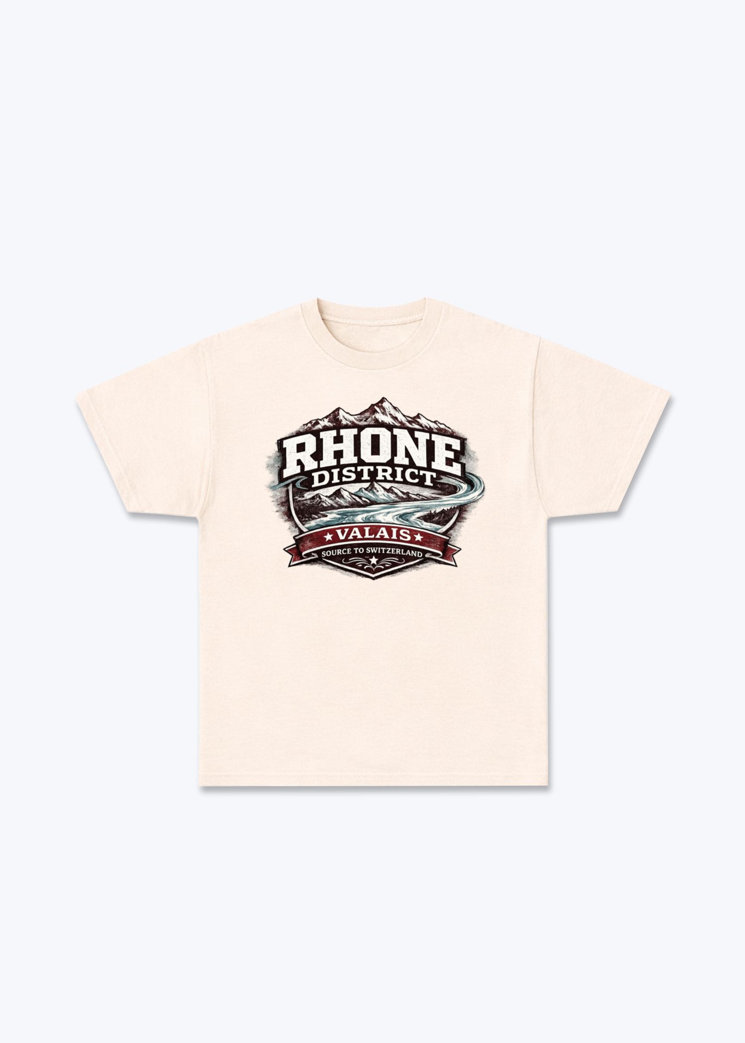 Wallis Rhone District Tee - Beige Front (Designed)
