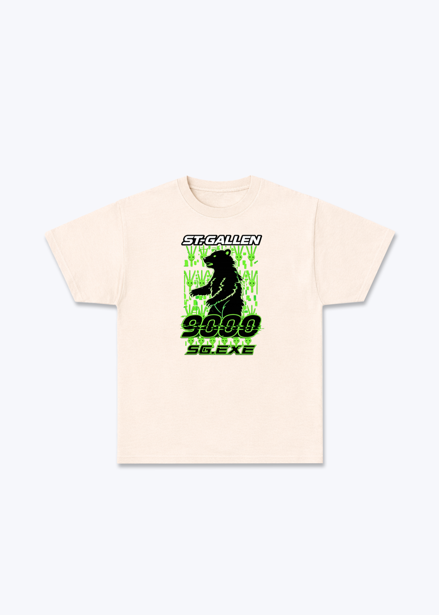  St.Gallen 9000 Neon Bear Tee - Beige Front (Designed)