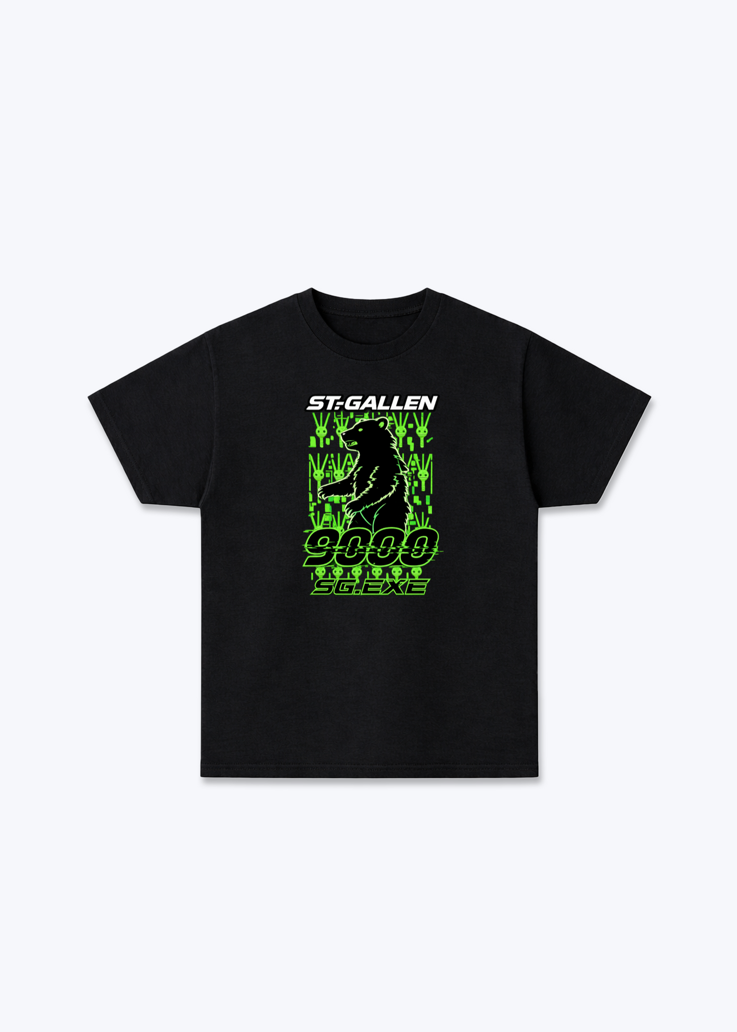  St.Gallen 9000 Neon Bear Tee - Black Front (Designed)
