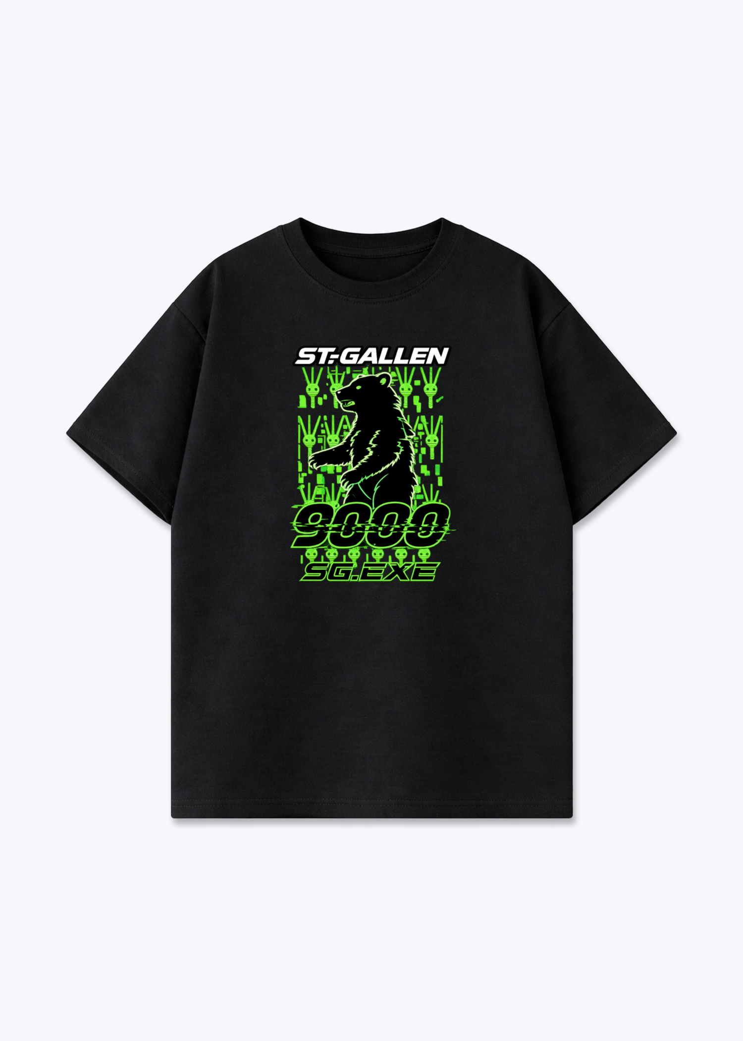  St.Gallen 9000 Neon Bear Tee - Black Front (Designed)