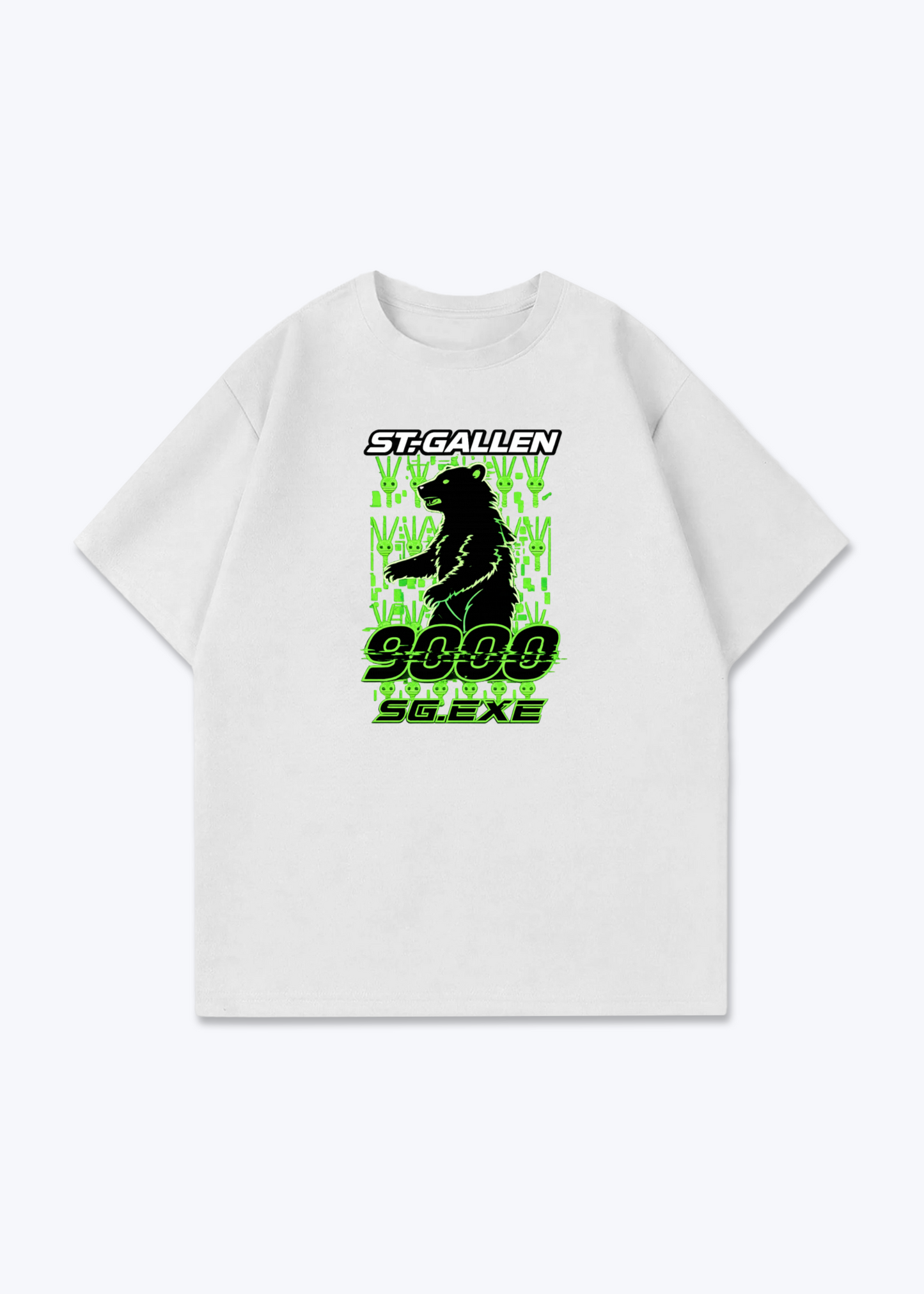  St.Gallen 9000 Neon Bear Tee - White Front (Designed)