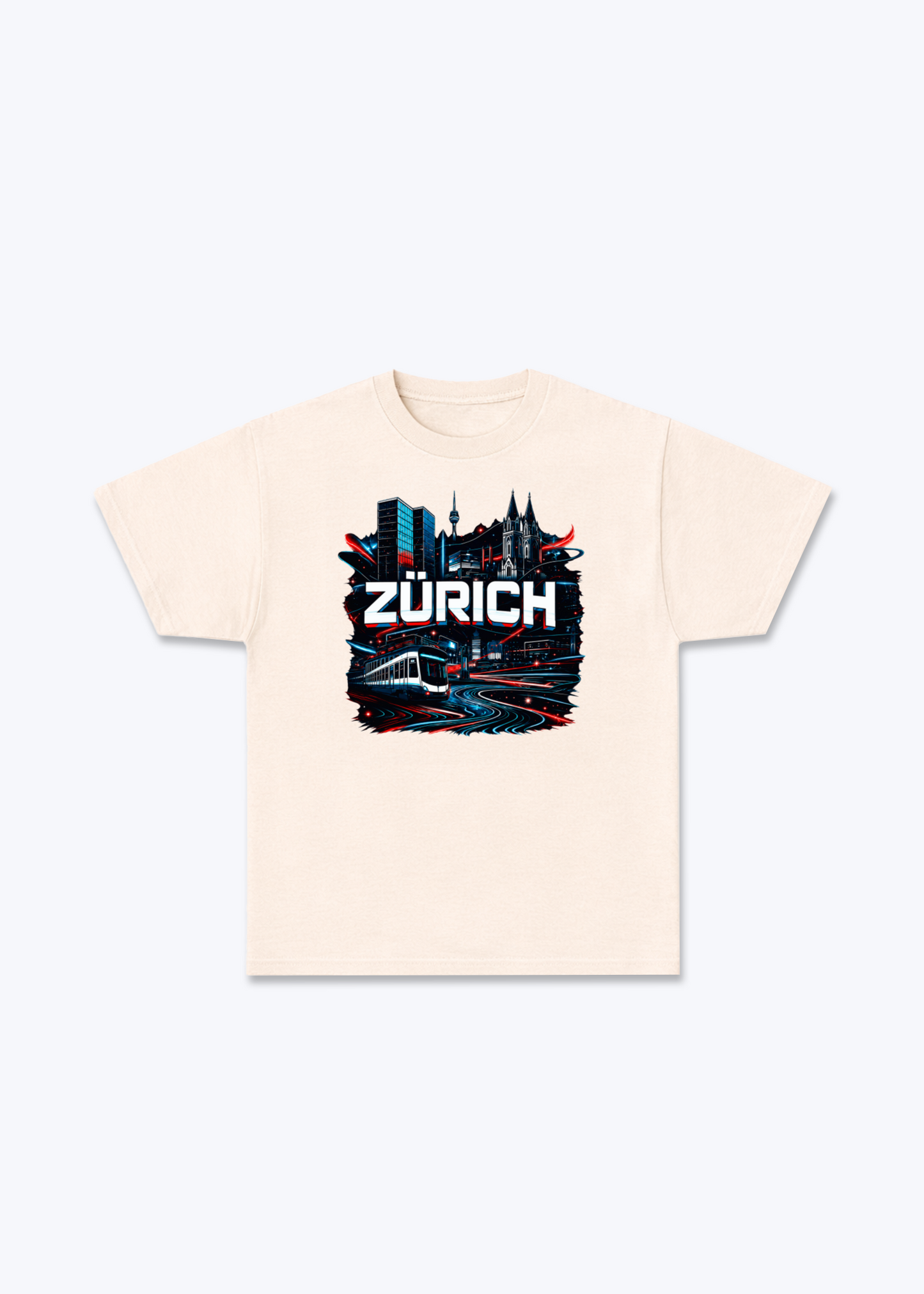Zürich Urban City Tee - Beige Front (Designed)
