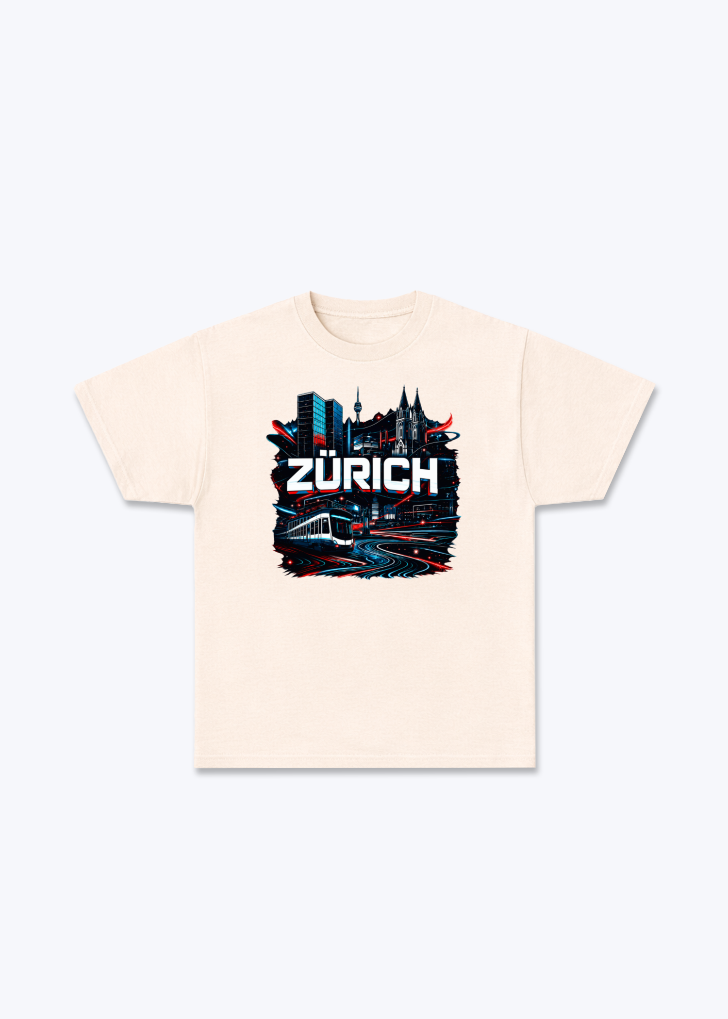 Zürich Urban City Tee - Beige Front (Designed)