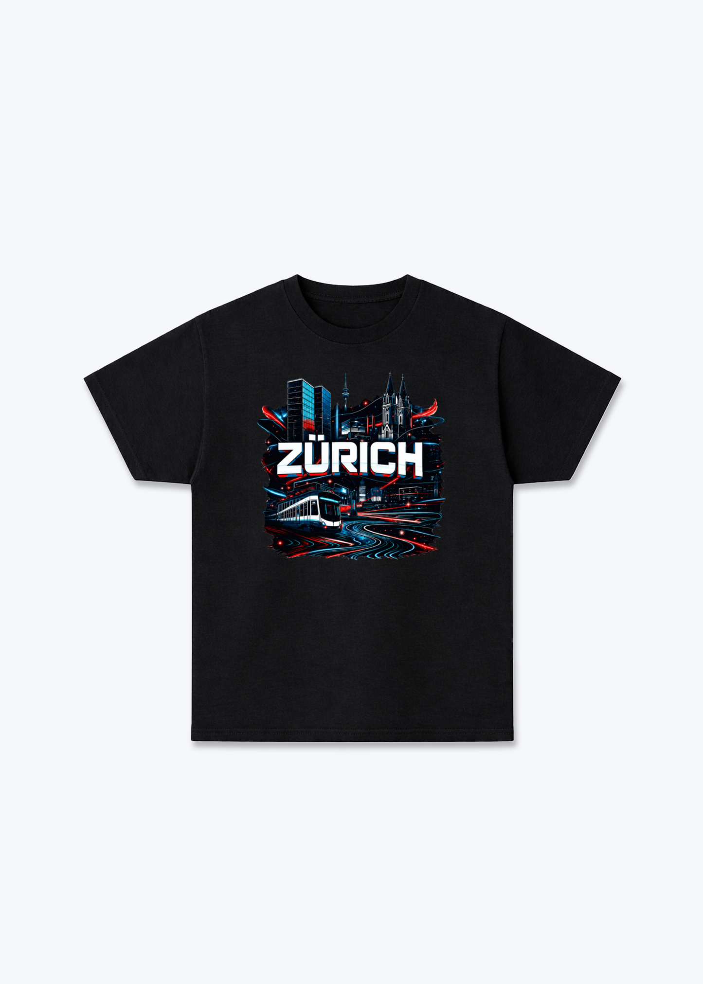 Zürich Urban City Tee - Black Front (Designed)