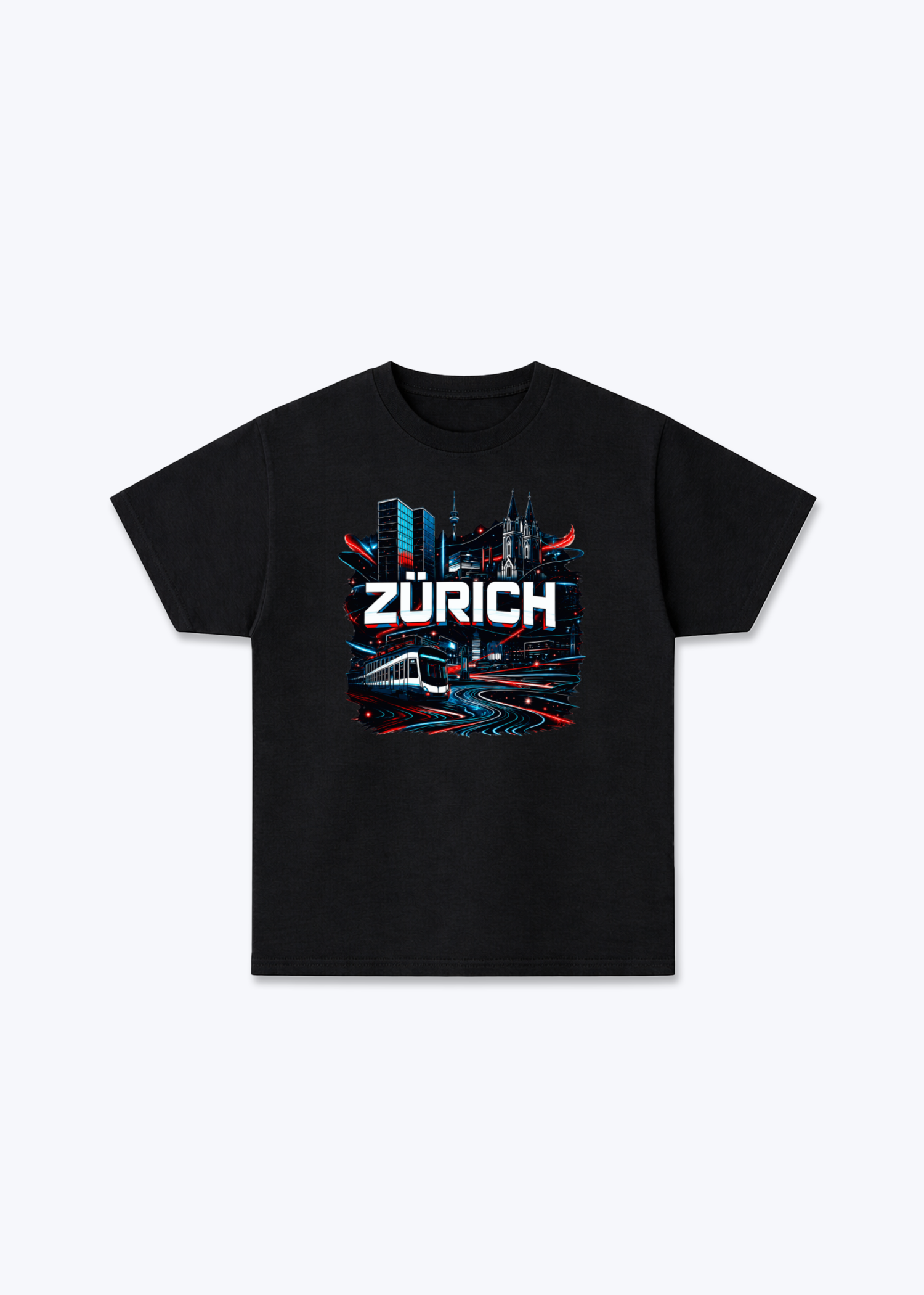 Zürich Urban City Tee - Black Front (Designed)