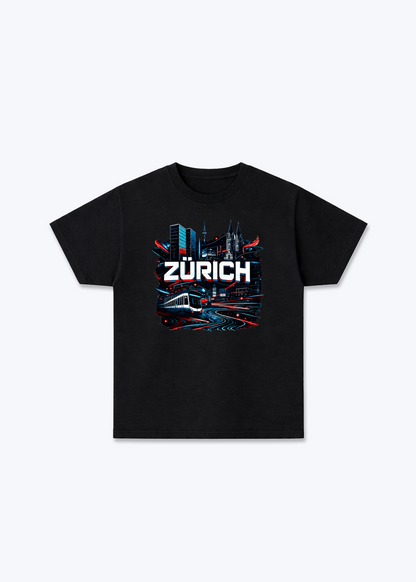 Zürich Urban City Tee - Black Front (Designed)