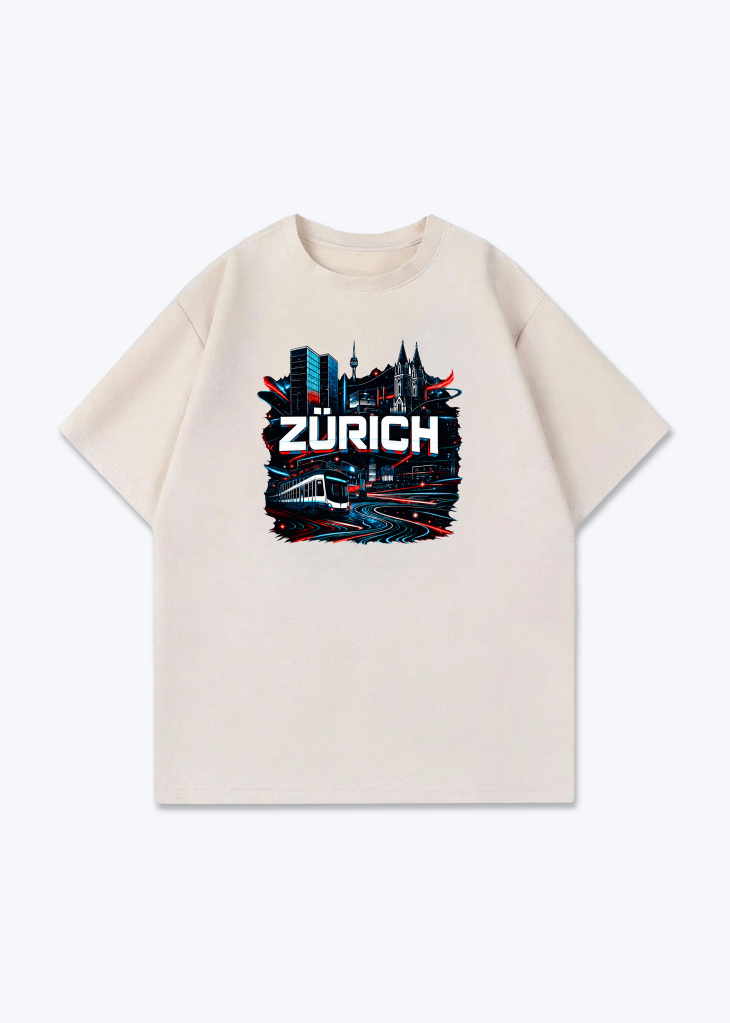 Zürich Urban City Tee - Beige Front (Designed)