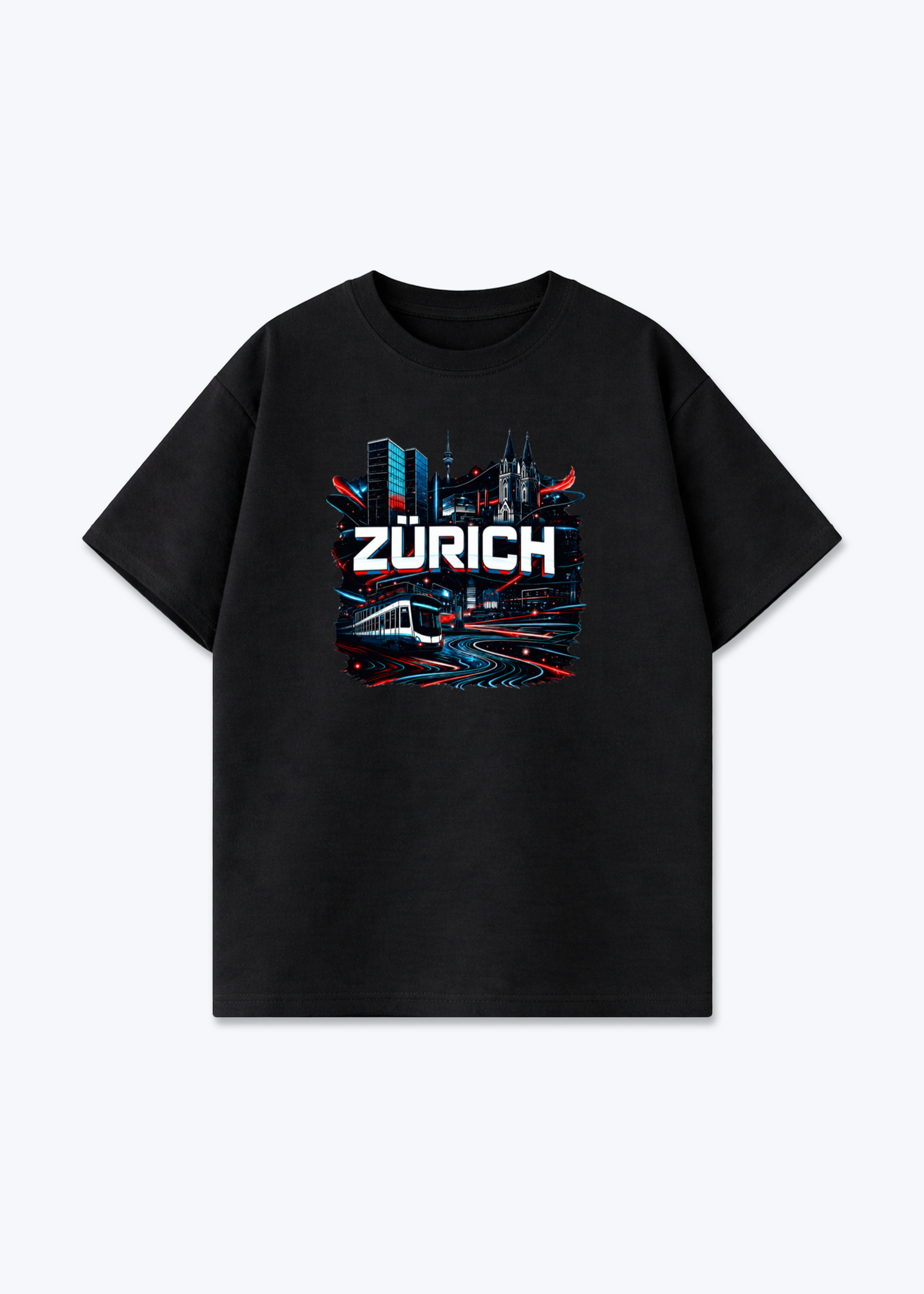 Zürich Urban City Tee - Black Front (Designed)
