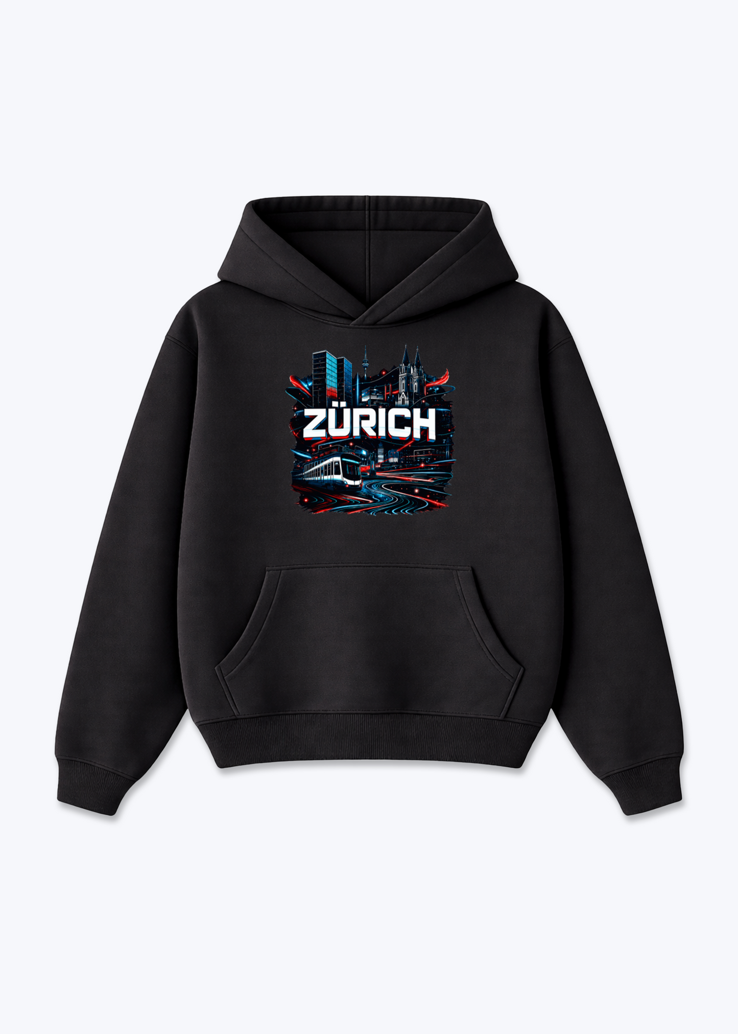 Zürich Urban City Tee - Black Front (Designed)