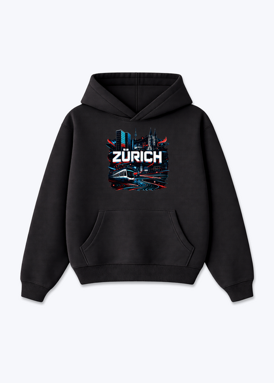 Zürich Urban City Tee - Black Front (Designed)