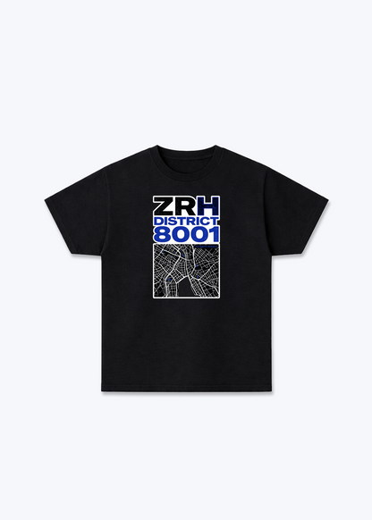 Zürich ZRH District Tee - Black Front (Designed)