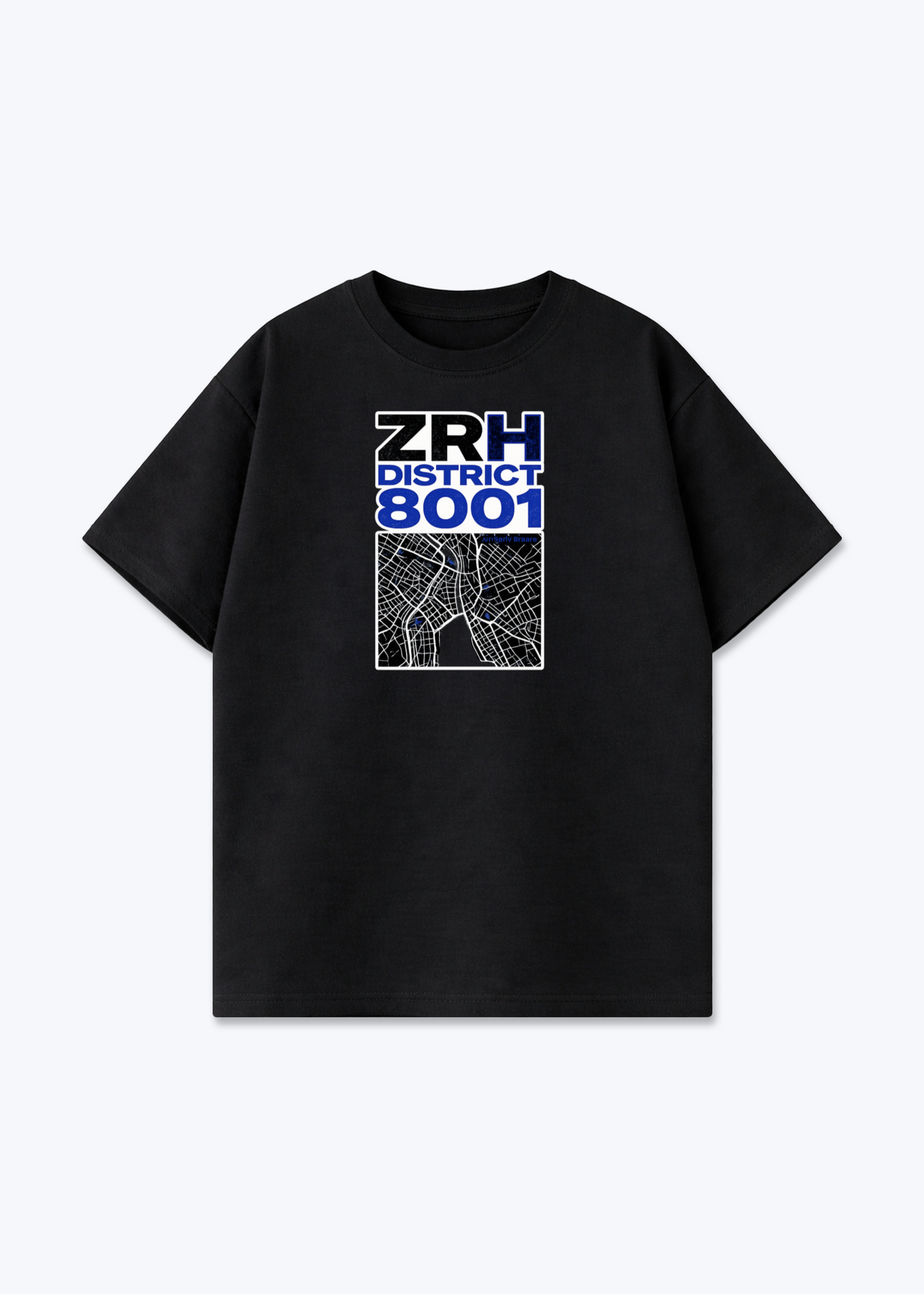 Zürich ZRH District Tee - Black Front (Designed)