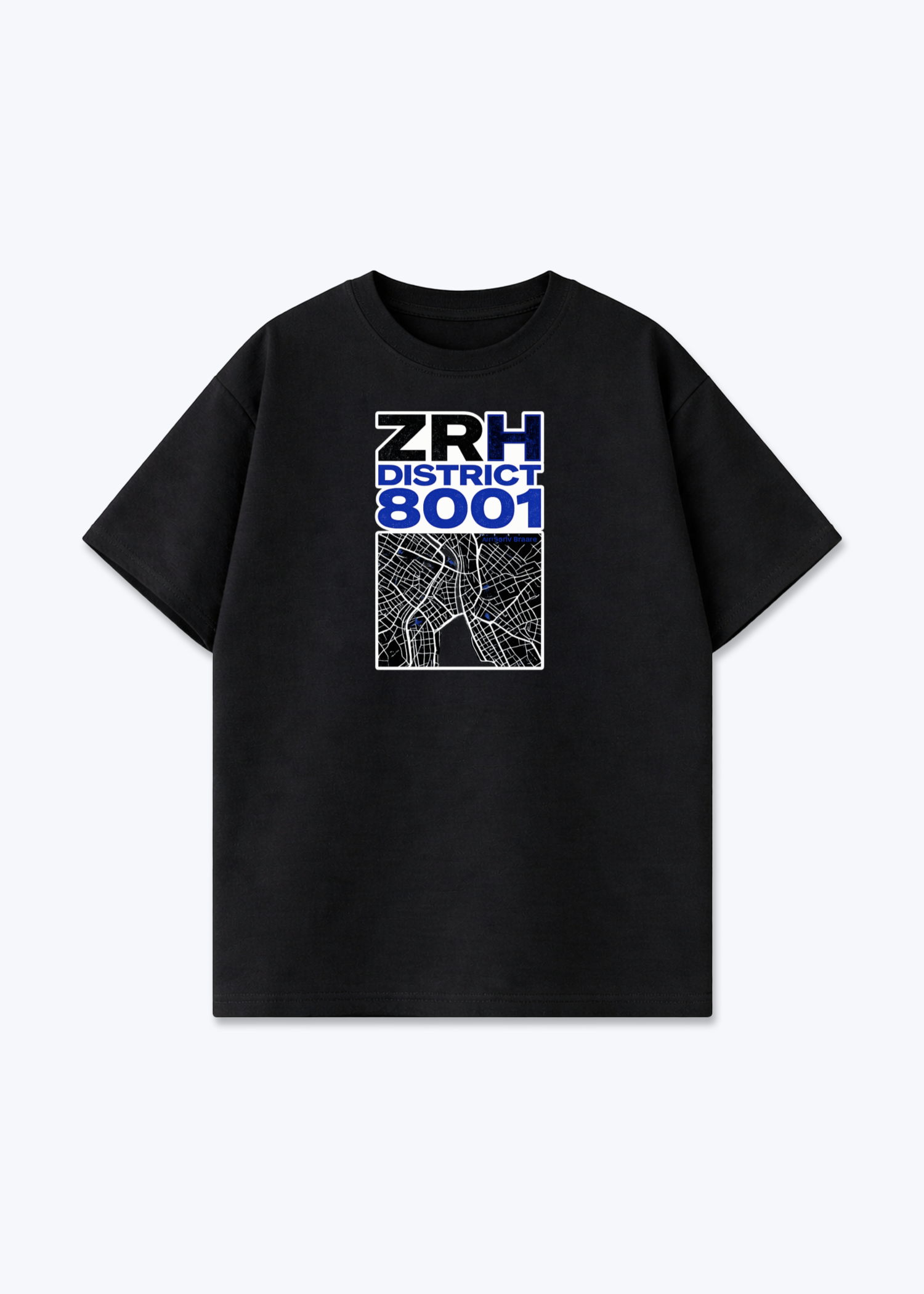 Zürich ZRH District Tee - Black Front (Designed)