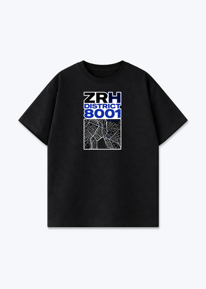 Zürich ZRH District Tee - Black Front (Designed)