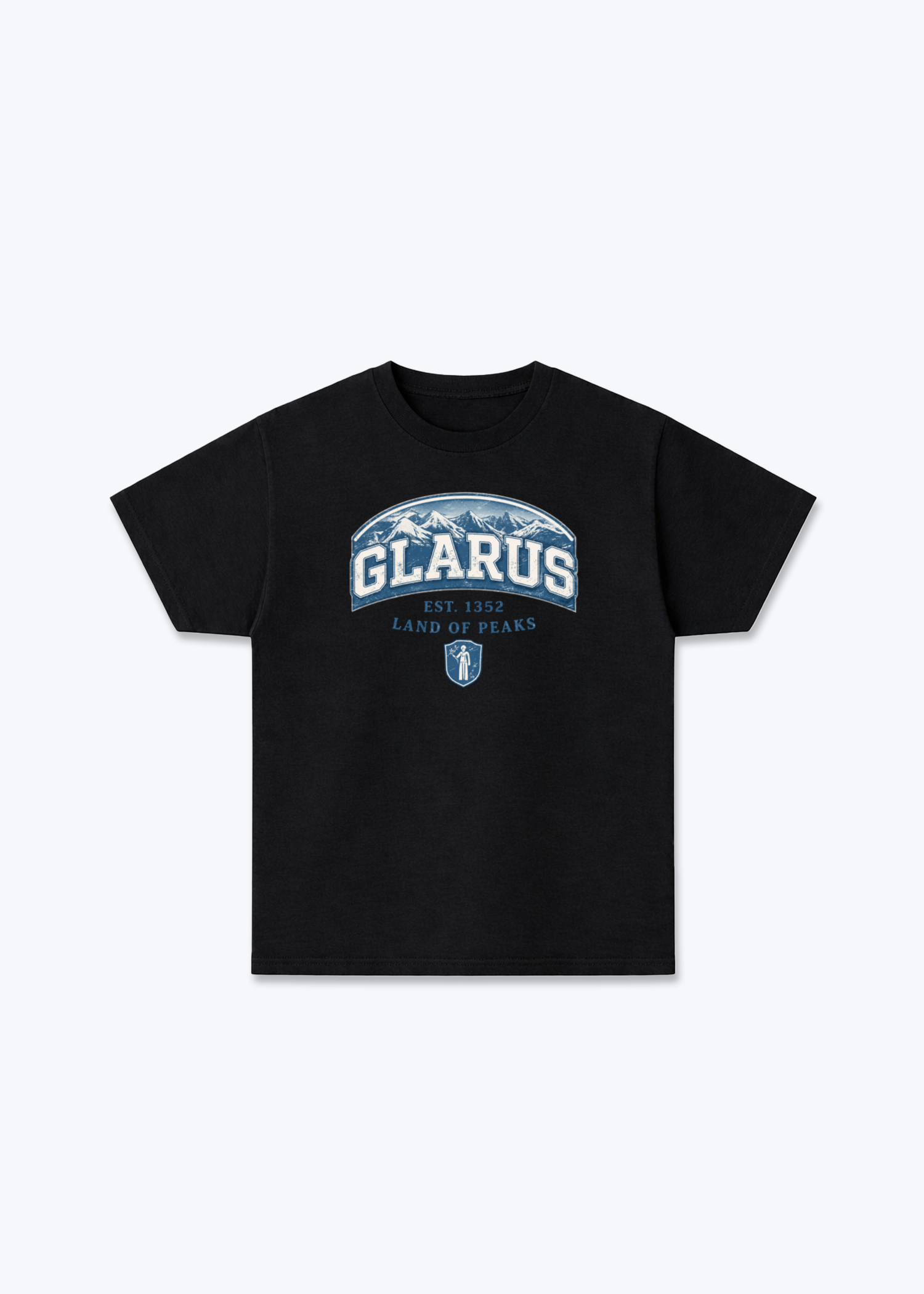 Glarus Land of Peaks Tee - Black Front (Designed)