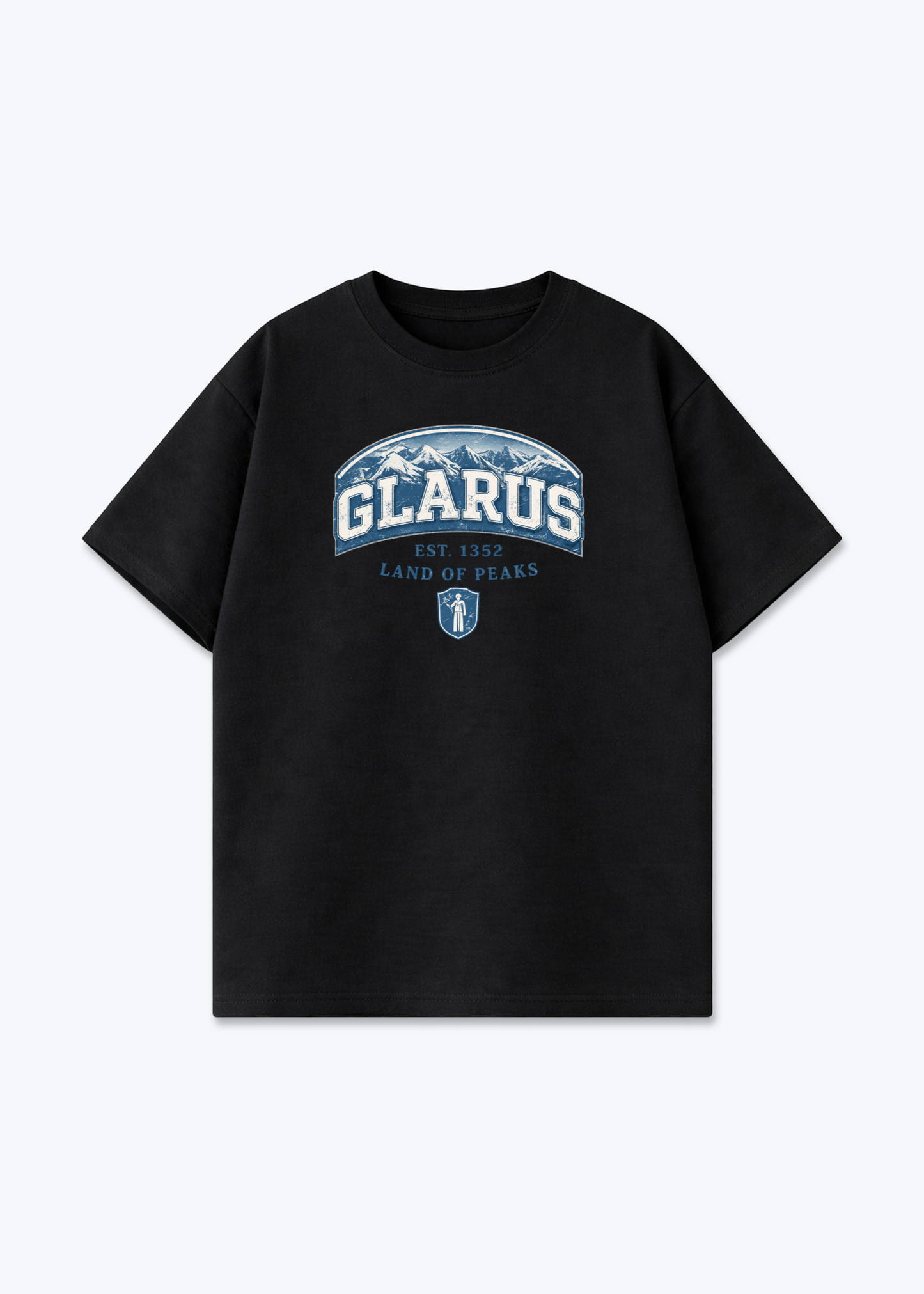 Glarus Land of Peaks Tee - Black Front (Designed)