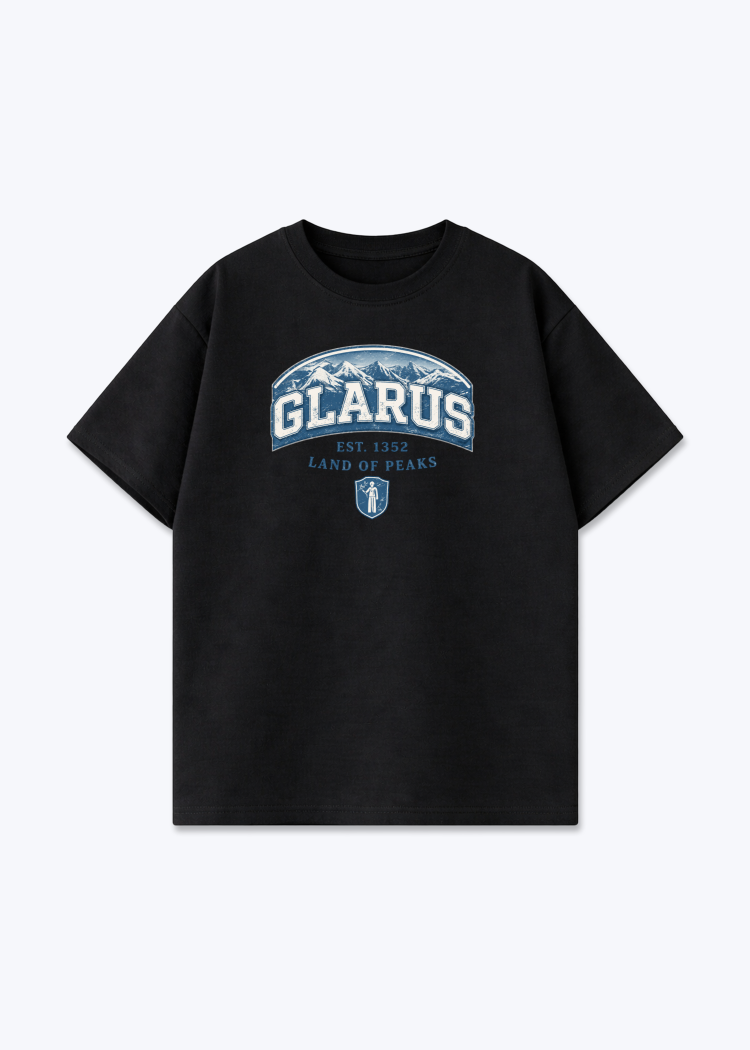 Glarus Land of Peaks Tee - Black Front (Designed)