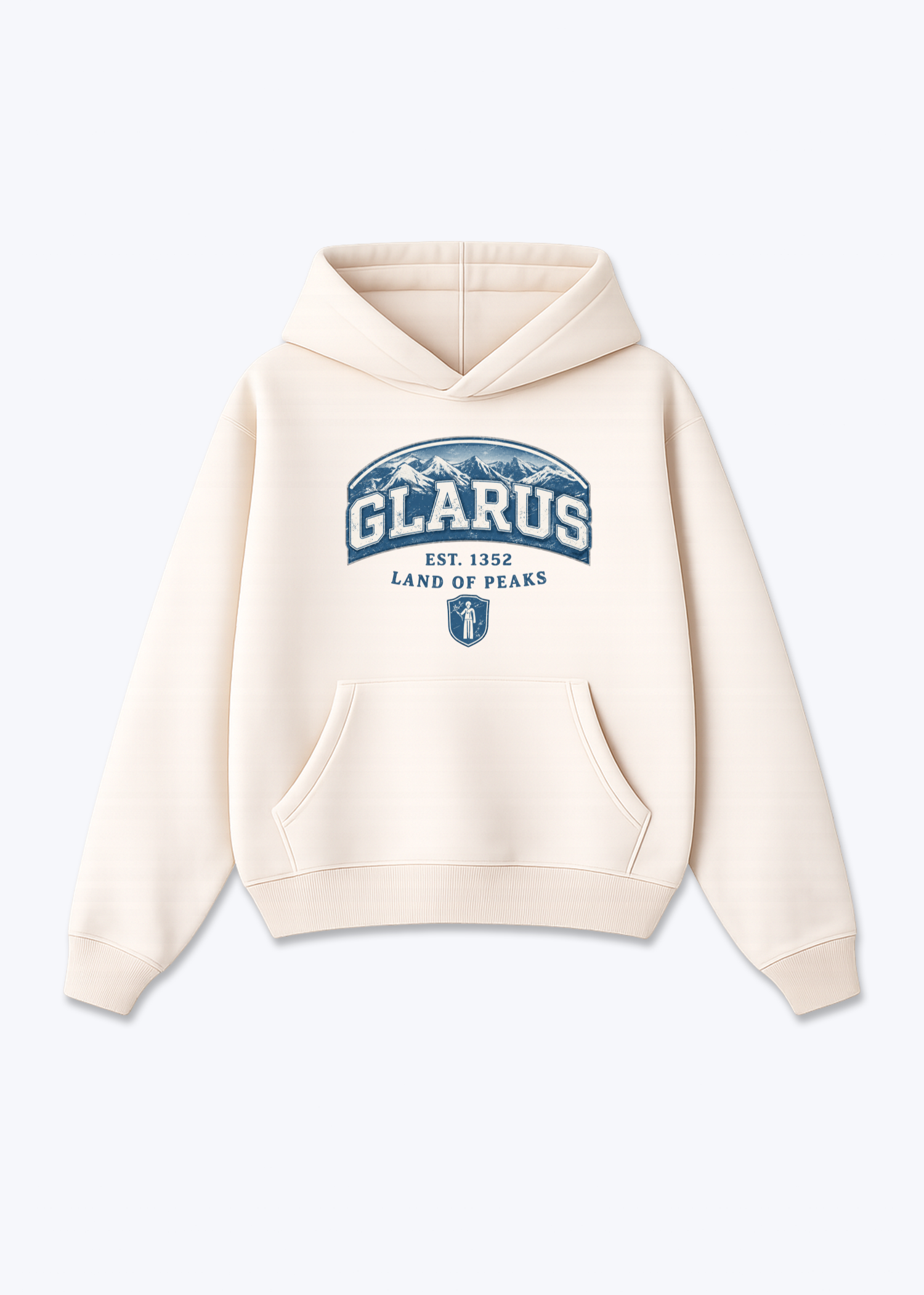 Glarus Land of Peaks Tee - Beige Front (Designed)